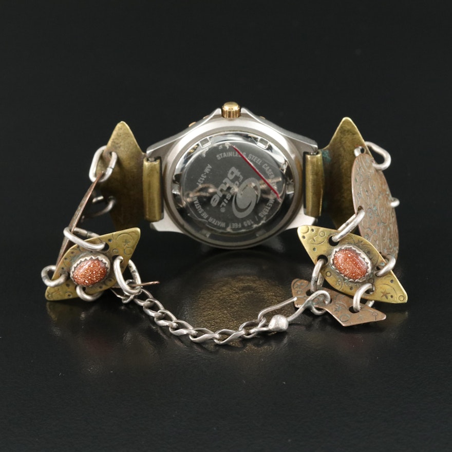 Fossil Two-Tone Quartz with Artisan Bracelet Wristwatch | EBTH