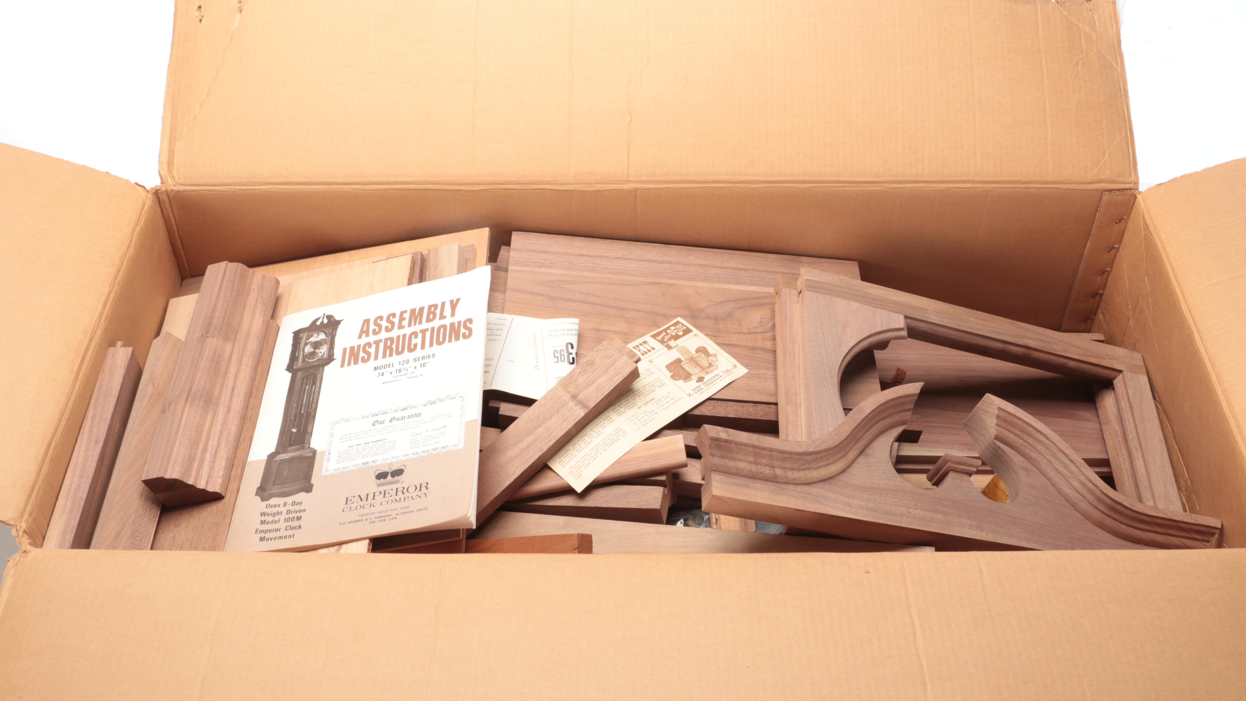 Emperor Wooden Grandfather Clock Case Kit, Mid to Late 20th Century