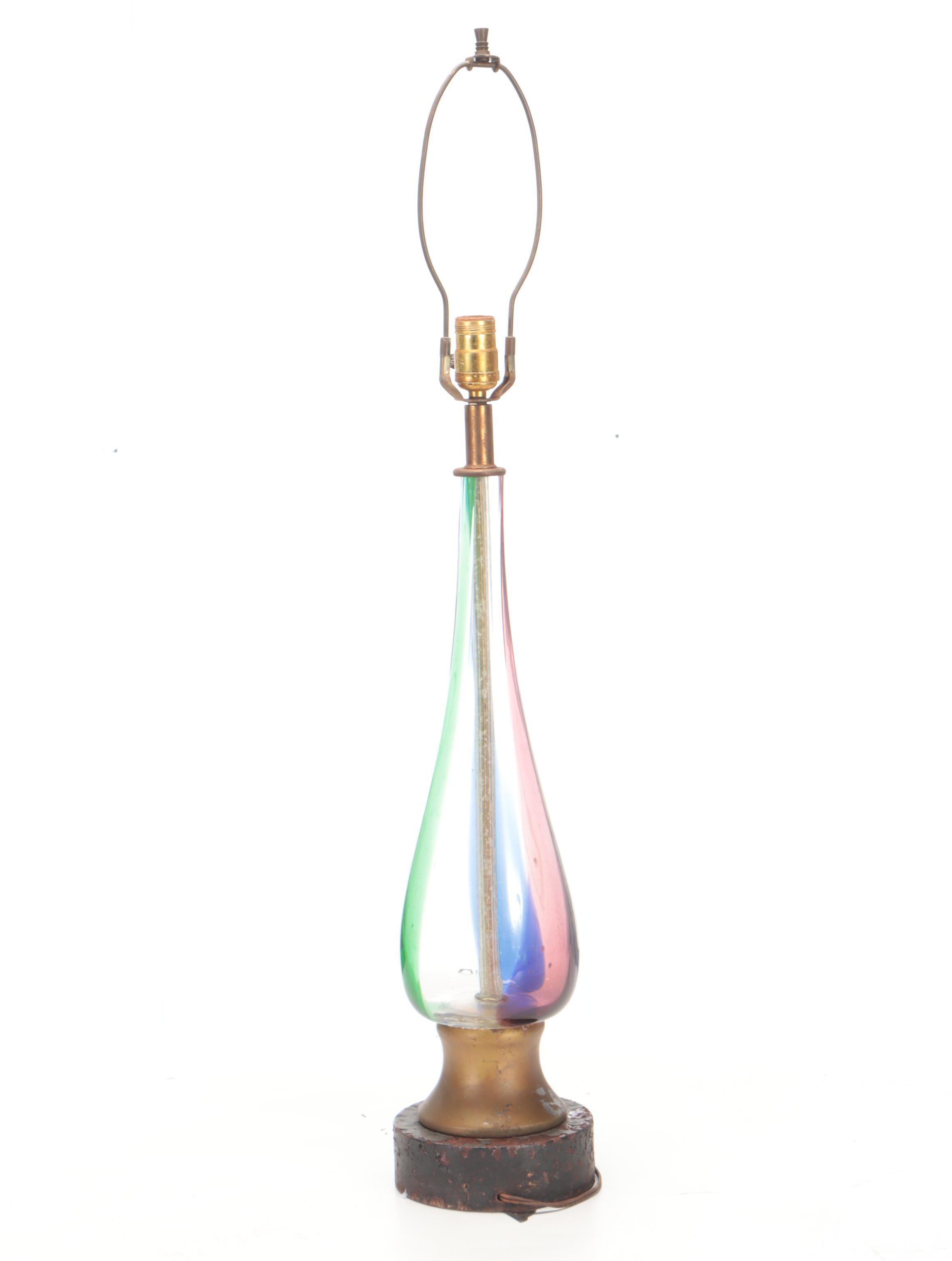 Multicolor Glass Tear Drop Table Lamp, Mid-20th Century
