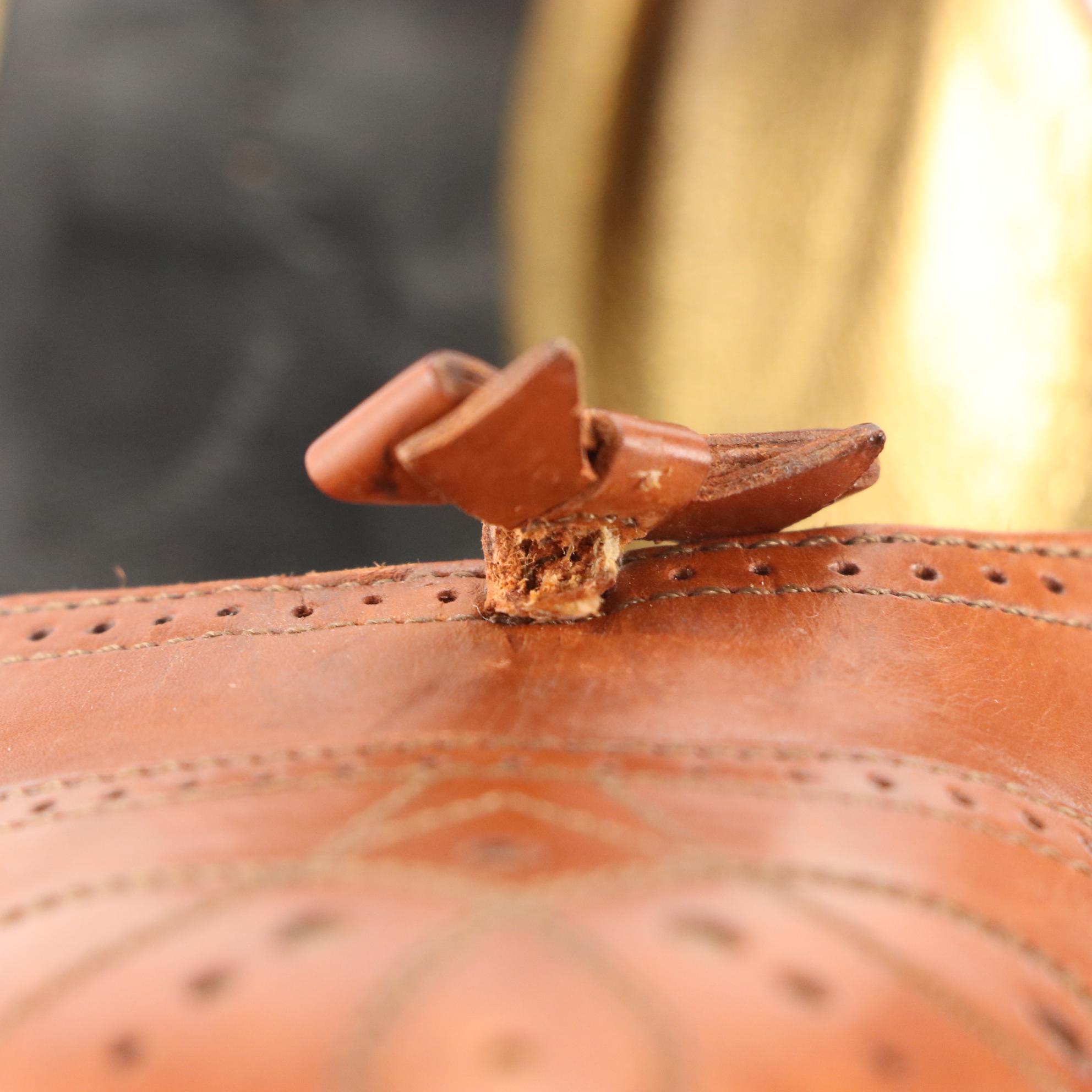 Prada Brogue Detail Mary Jane Pumps in Brown Leather