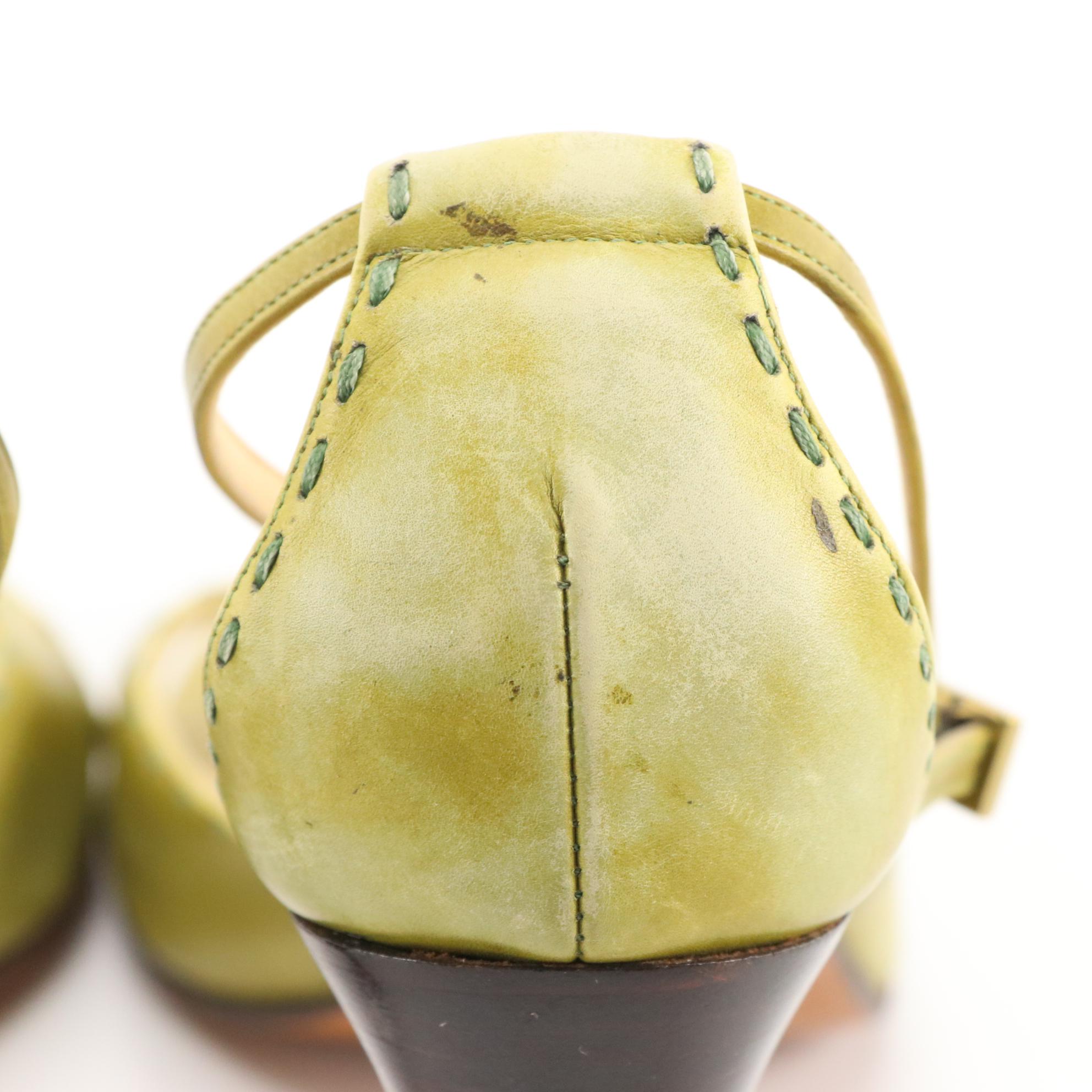 Gucci High-Heeled Sandals in Spring Green Leather