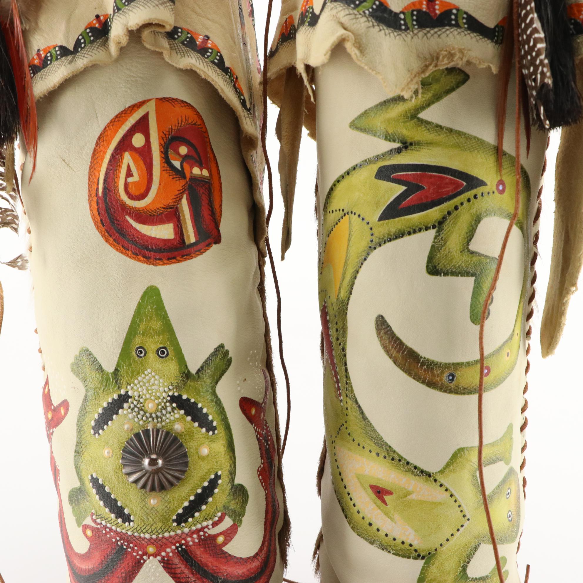 Artisan Crafted Moccasins in Pronghorn/Deer Hide with Handpainted Motifs