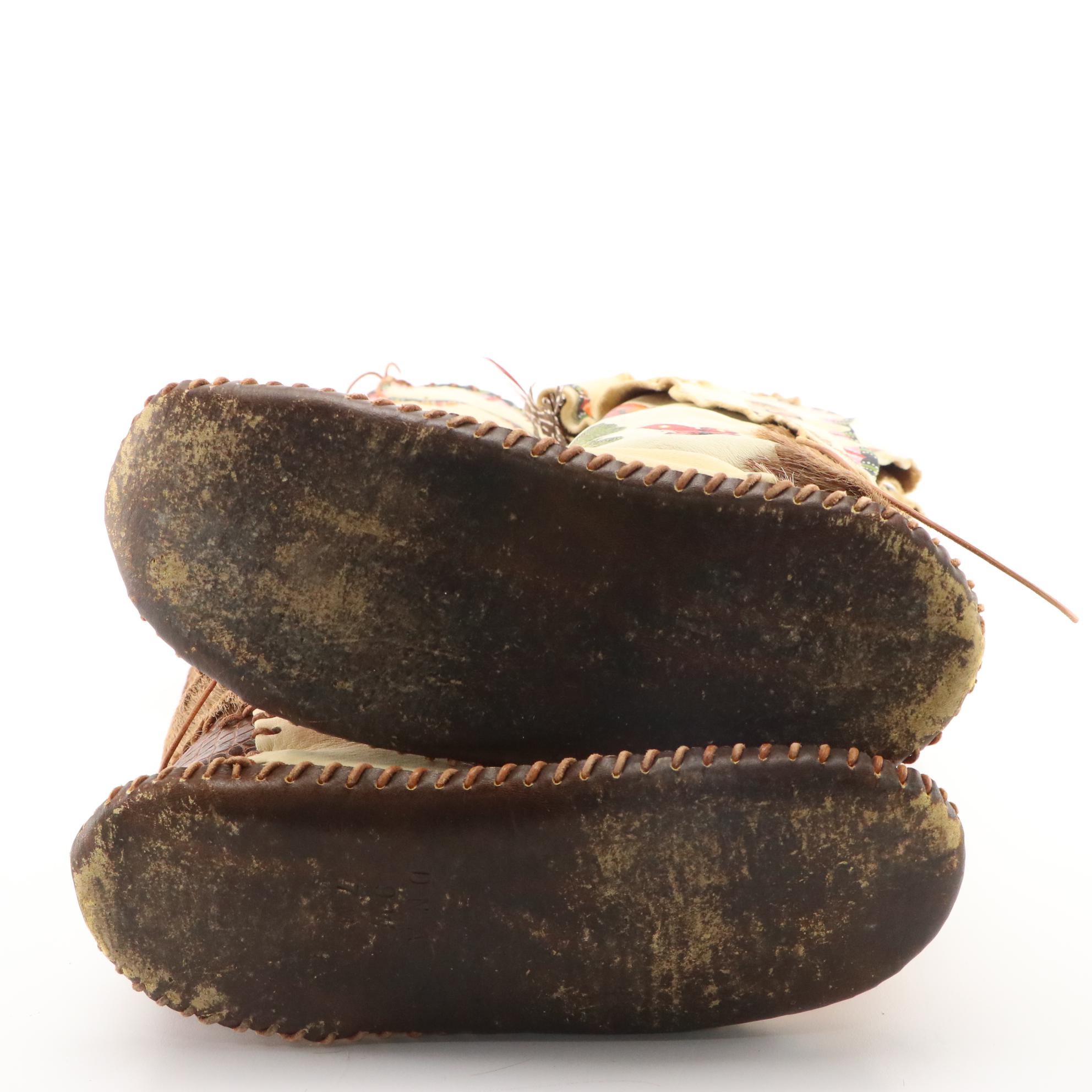 Artisan Crafted Moccasins in Pronghorn/Deer Hide with Handpainted Motifs