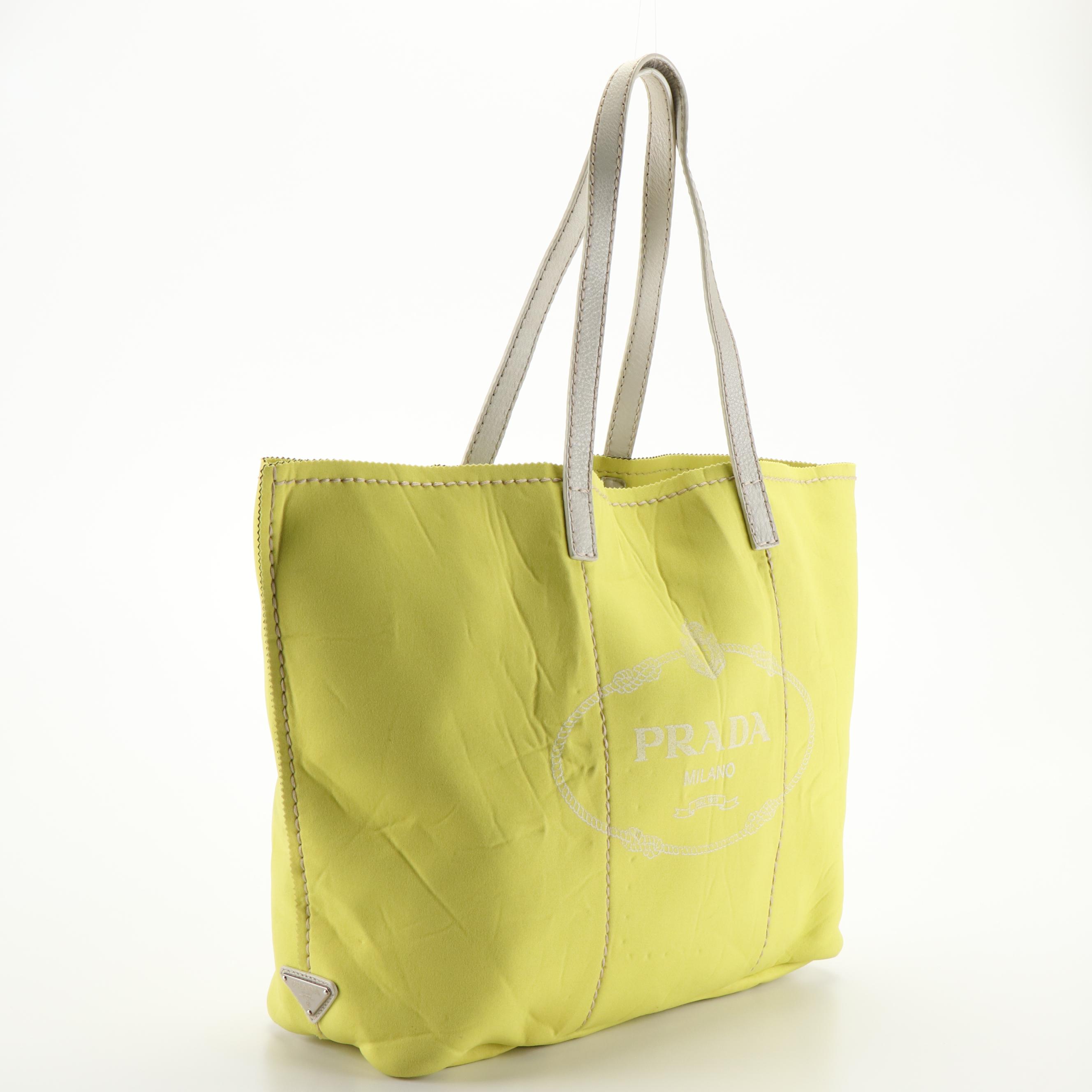 Prada Canapa Ananas Yellow Nylon Tote Bag