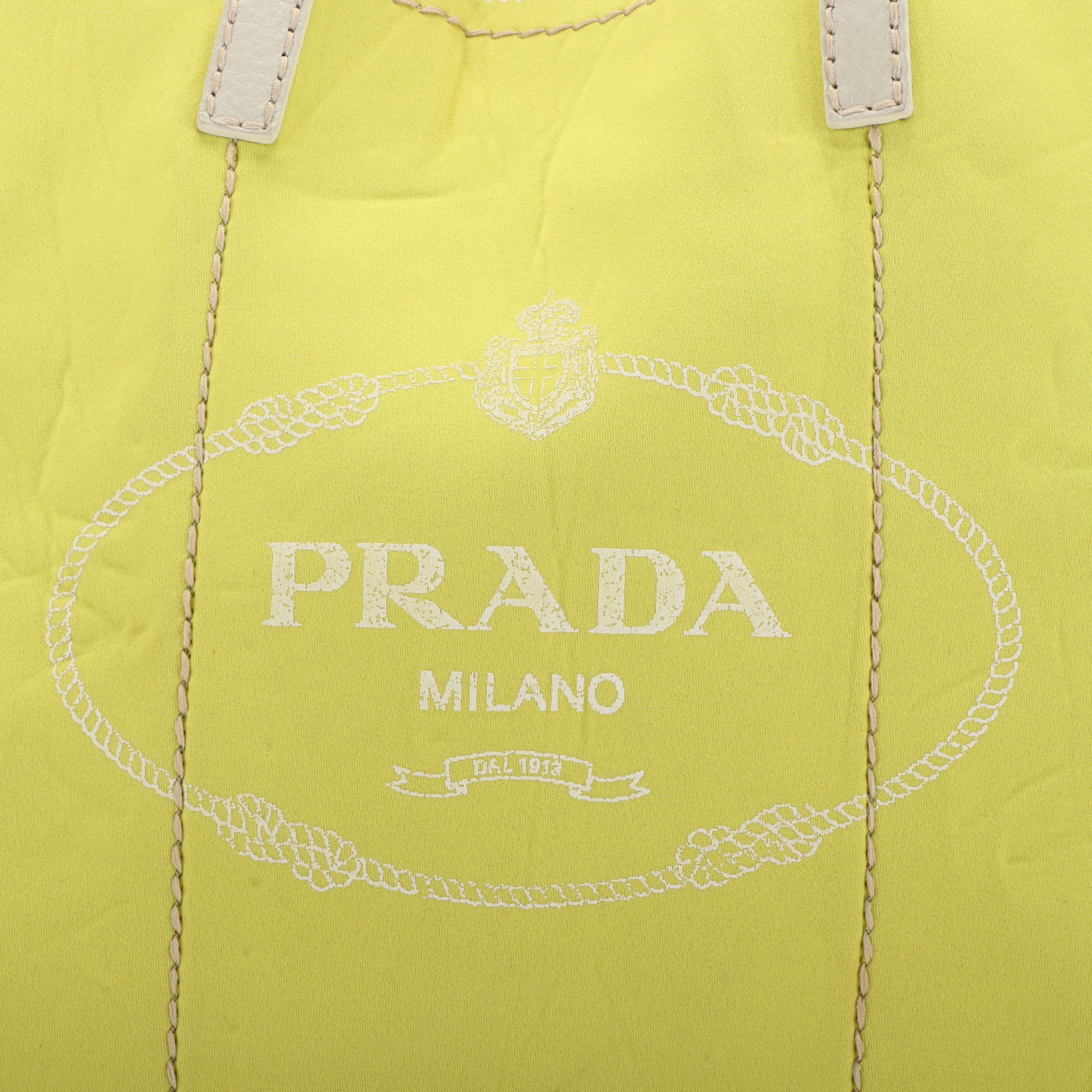 Prada Canapa Ananas Yellow Nylon Tote Bag