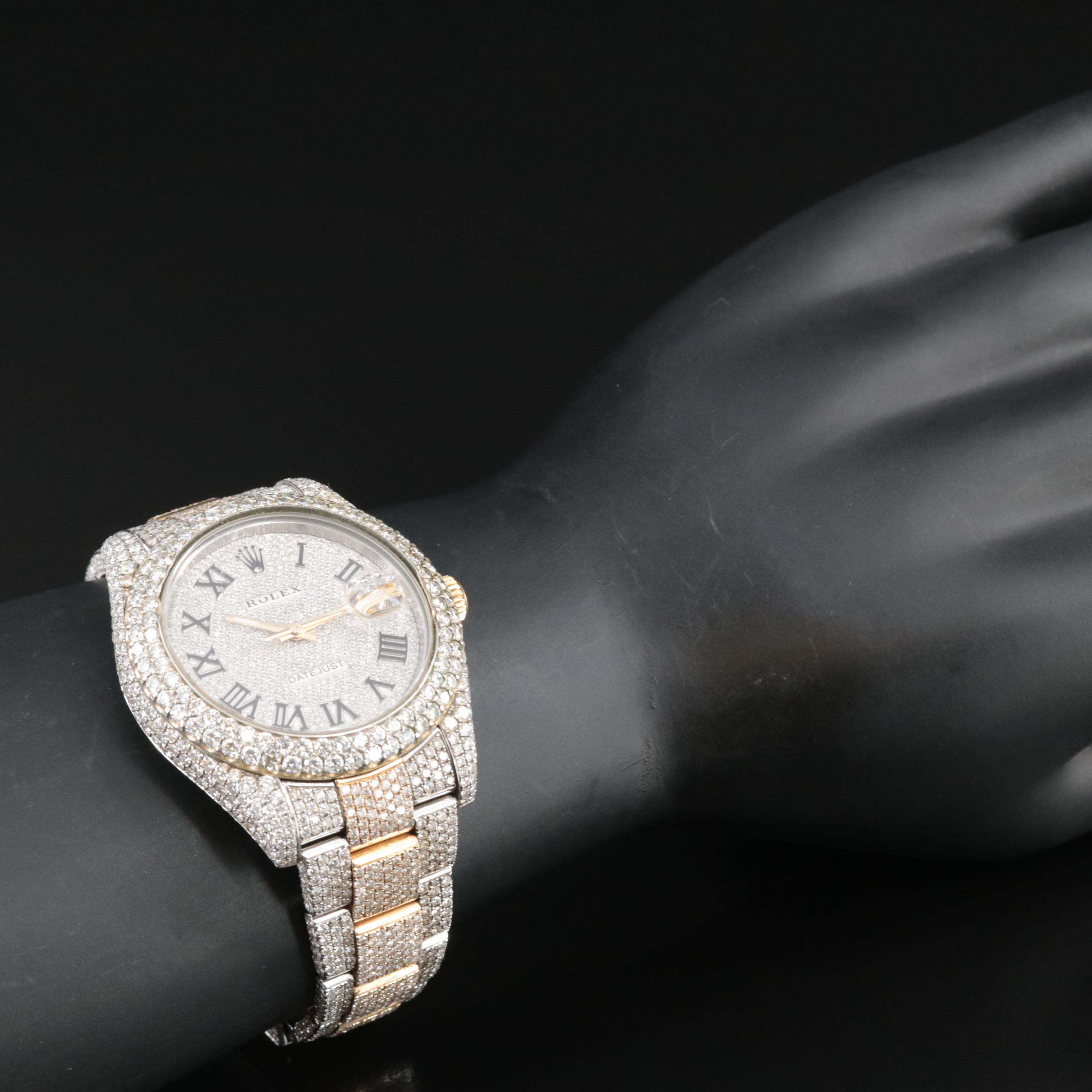 Rolex Custom 24.53 CTW Diamond Dial, Case and Band Datejust II Watch