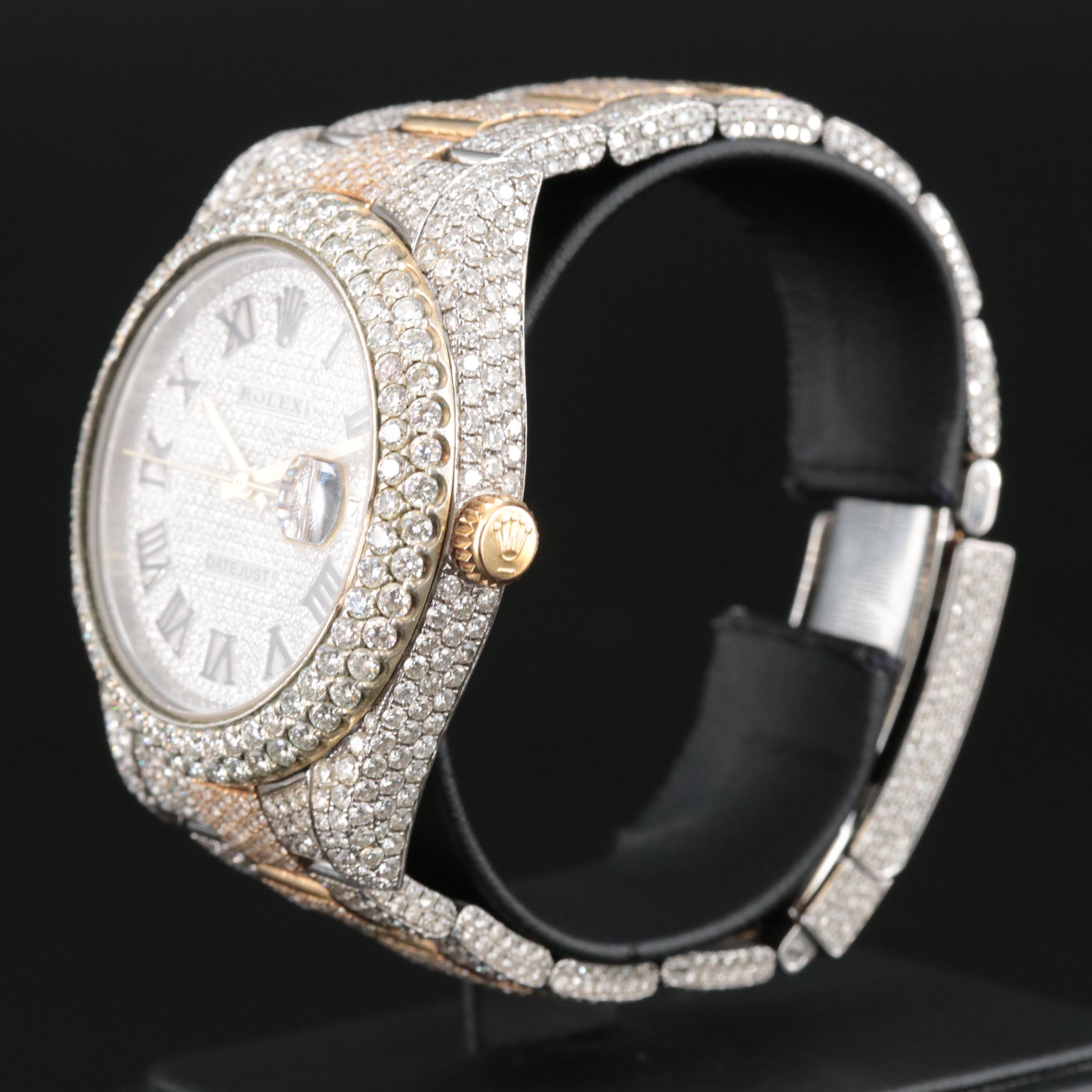Rolex Custom 24.53 CTW Diamond Dial, Case and Band Datejust II Watch