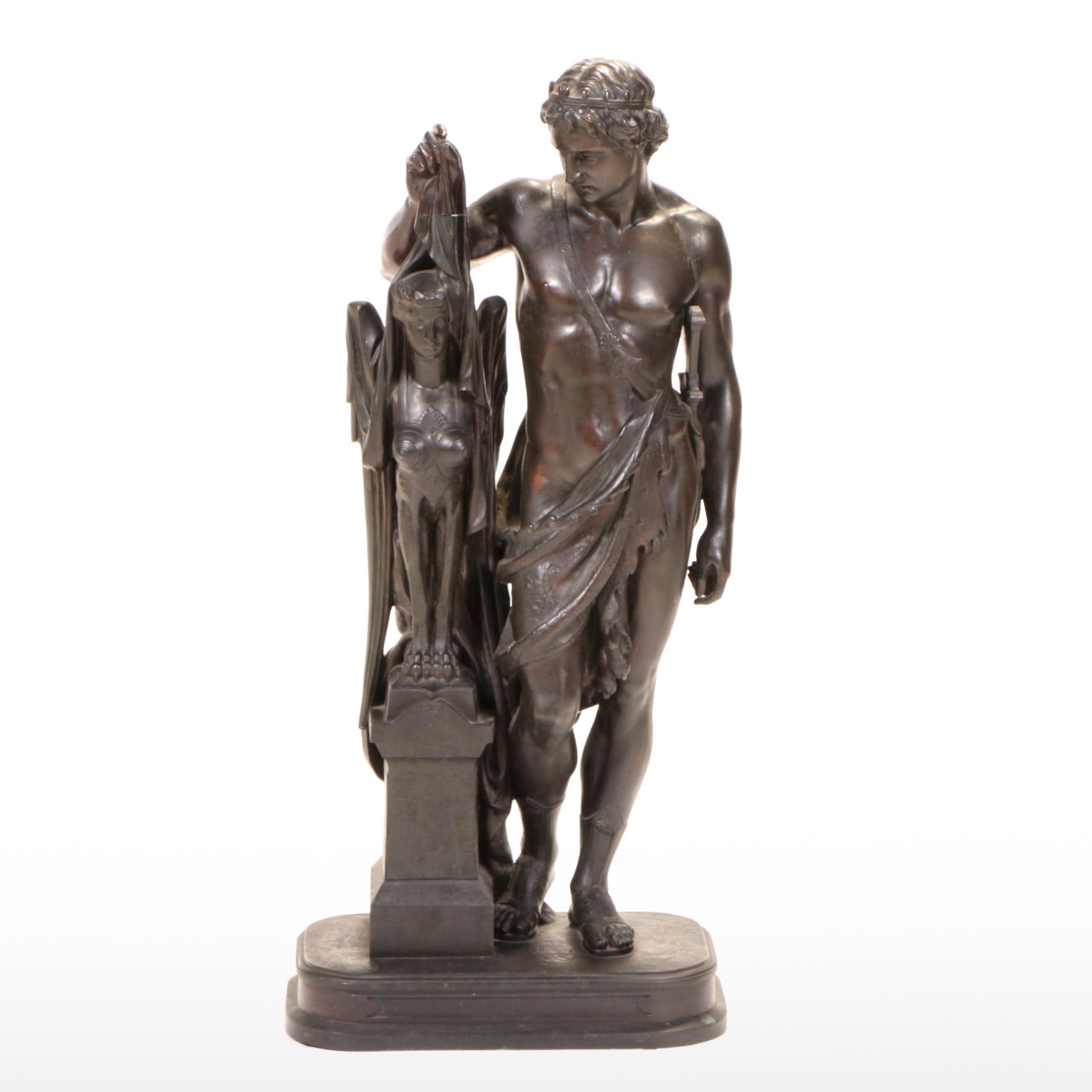 "Oedipus and the Sphinx" Bronze Sculpture After Émile Hébert