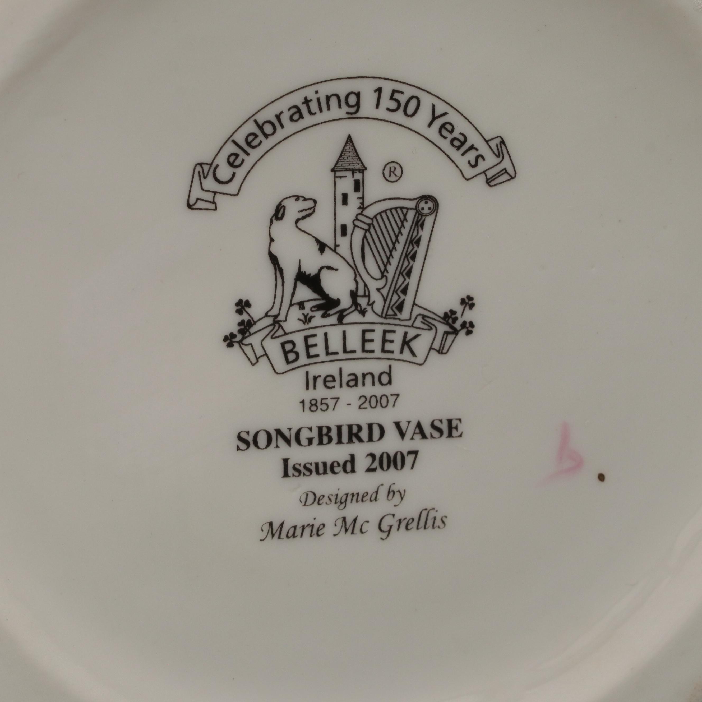 Marie McGrellis for Belleek "Songbird" Porcelain Vase, 2007 EBTH