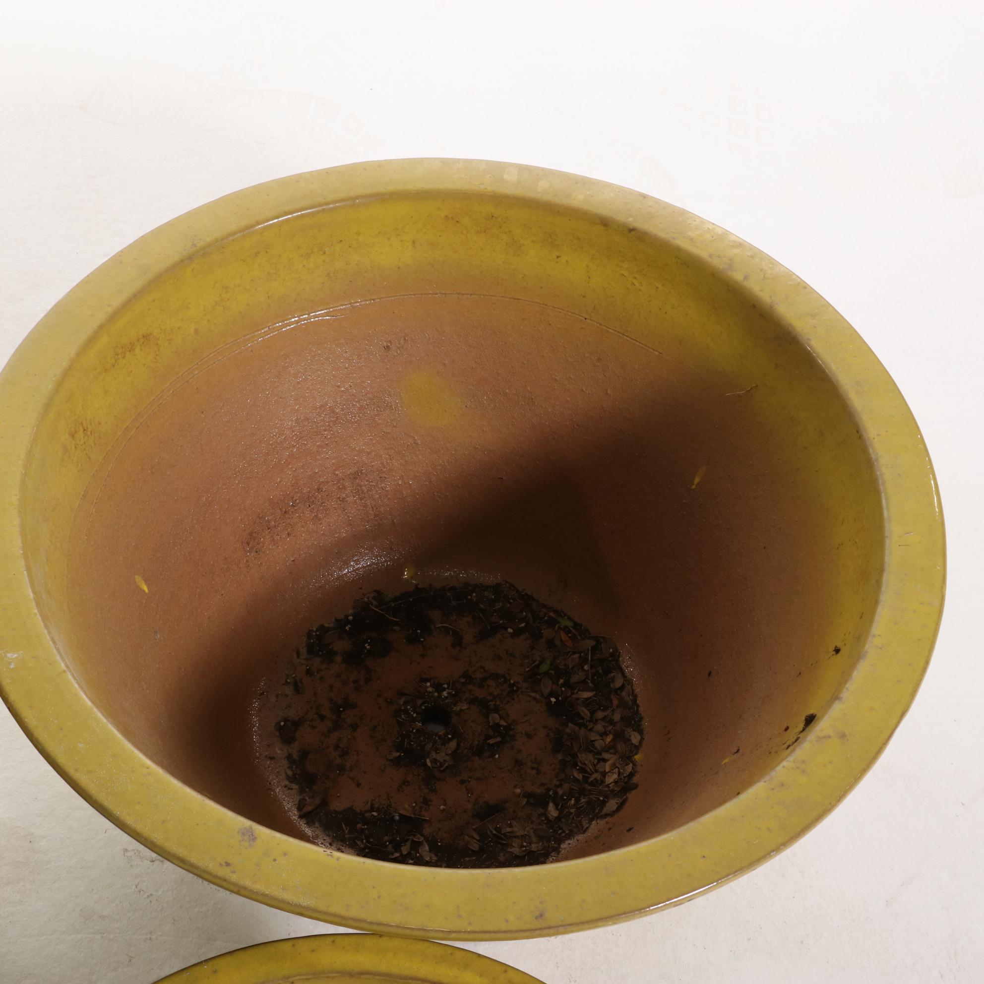 Yellow Glazed Ceramic Outdoor Planters