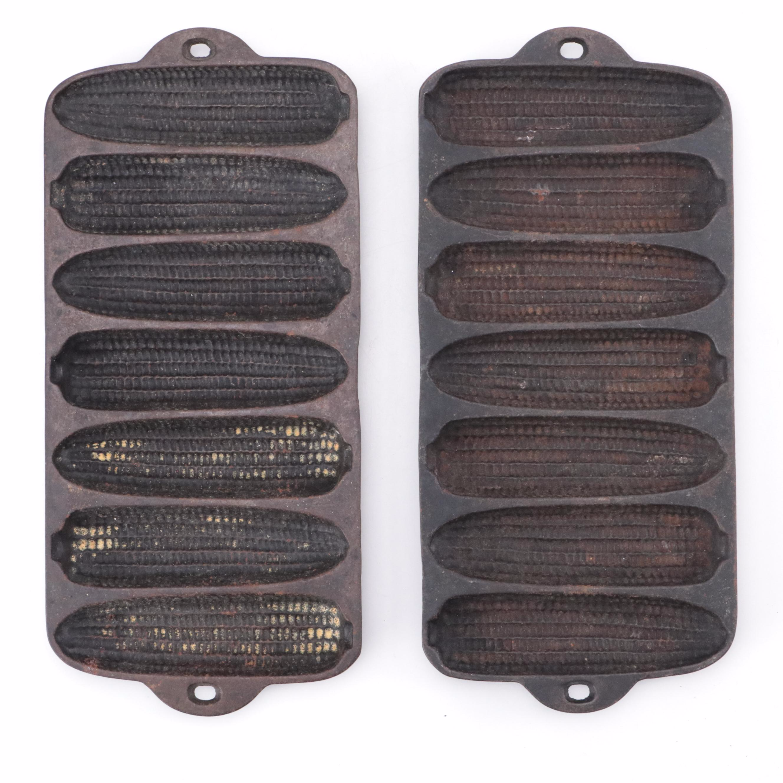 Wagner Cast Iron Skillet and Cornbread Molds with Other Kitchen Pots