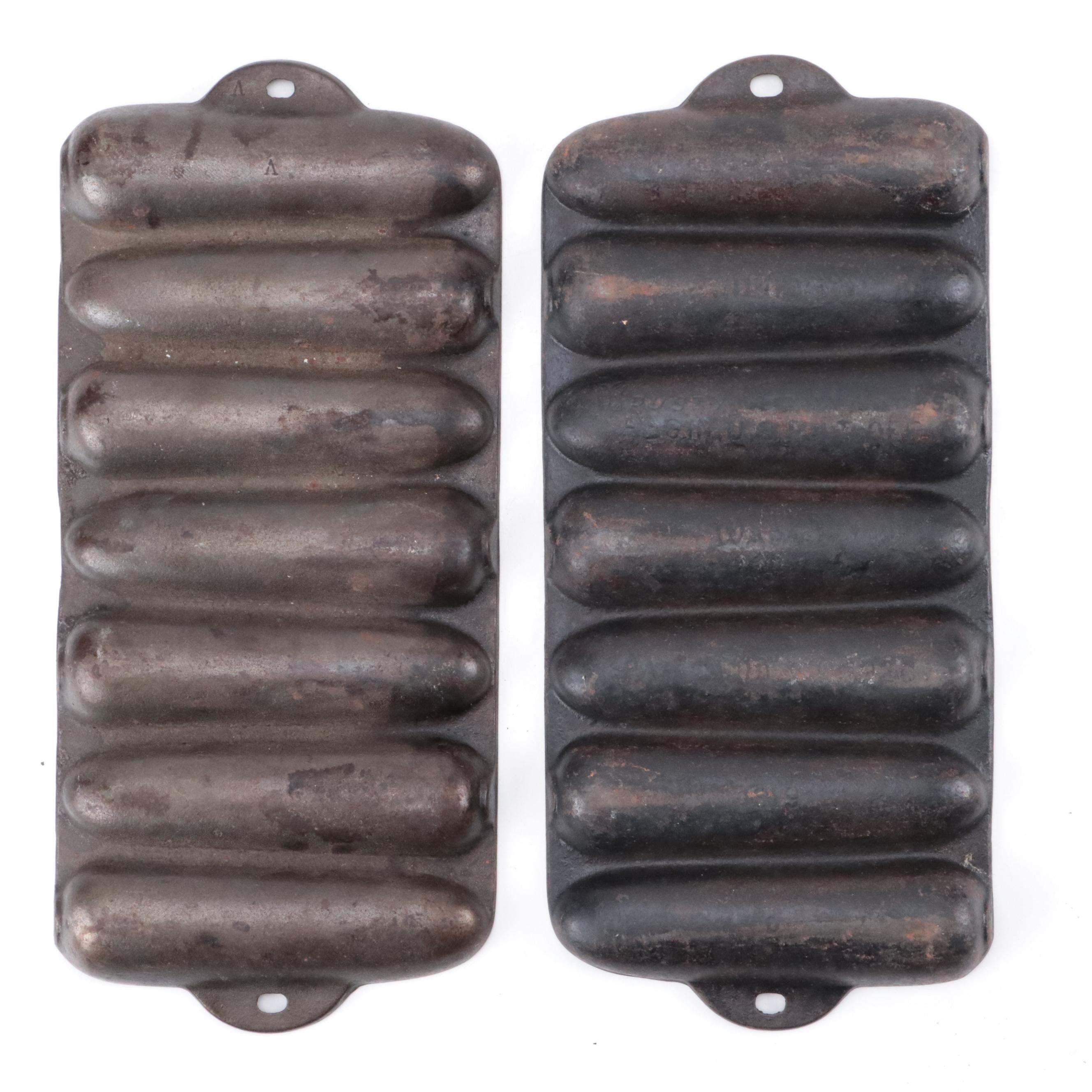 Wagner Cast Iron Skillet and Cornbread Molds with Other Kitchen Pots