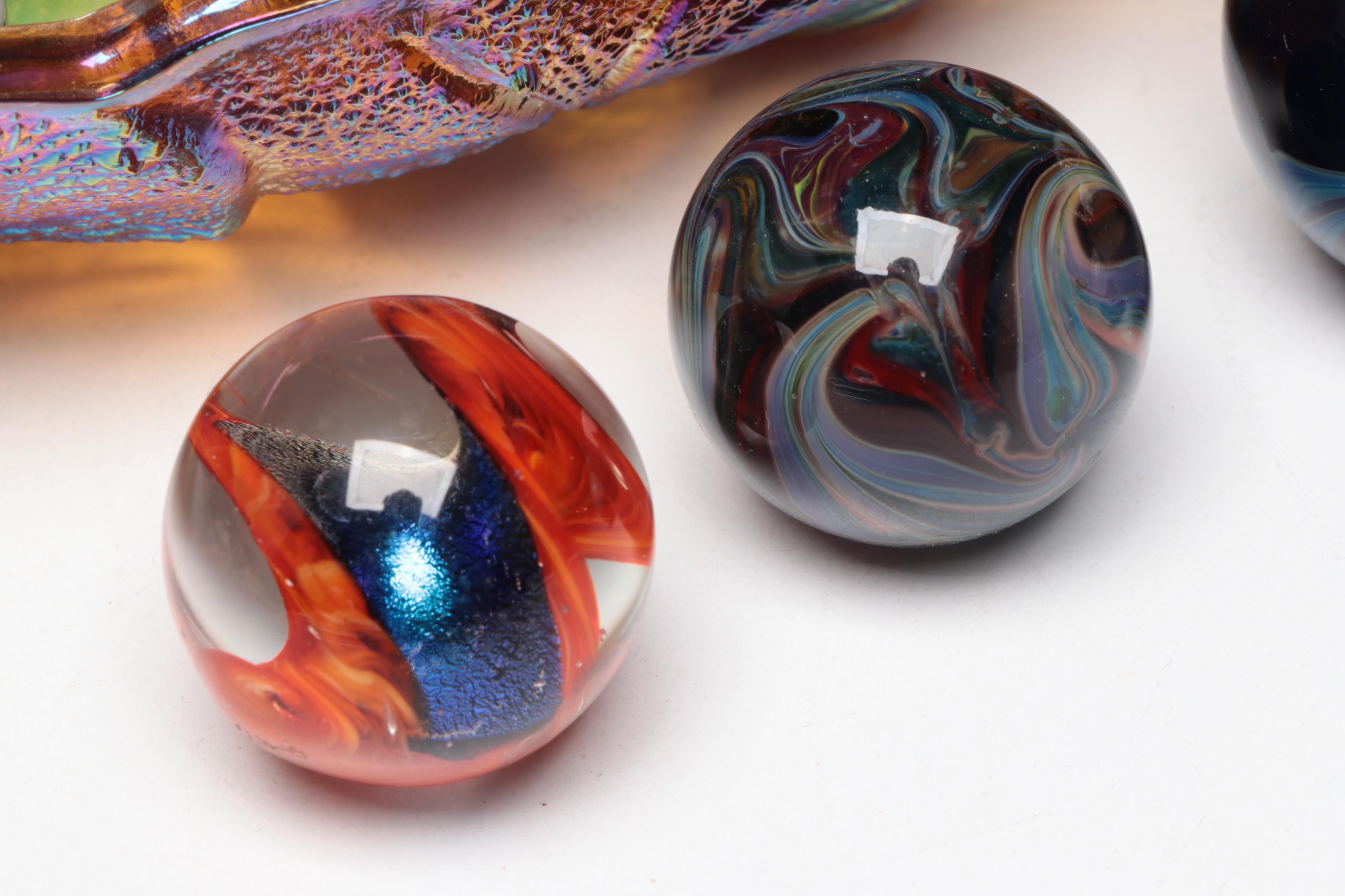 Mad Man Marbles and Other Artist Initialed Dichroic Glass Marbles