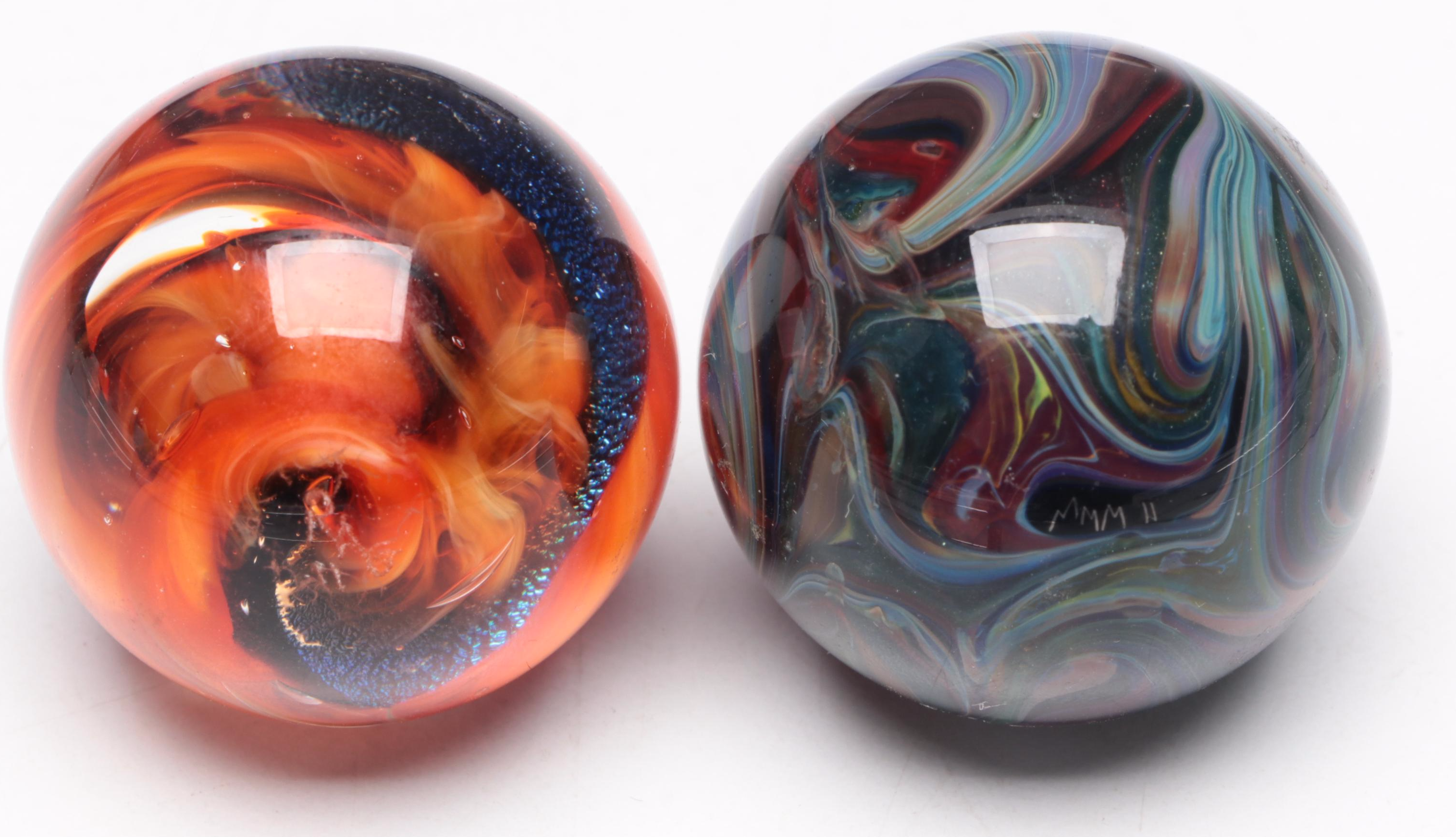 Mad Man Marbles and Other Artist Initialed Dichroic Glass Marbles