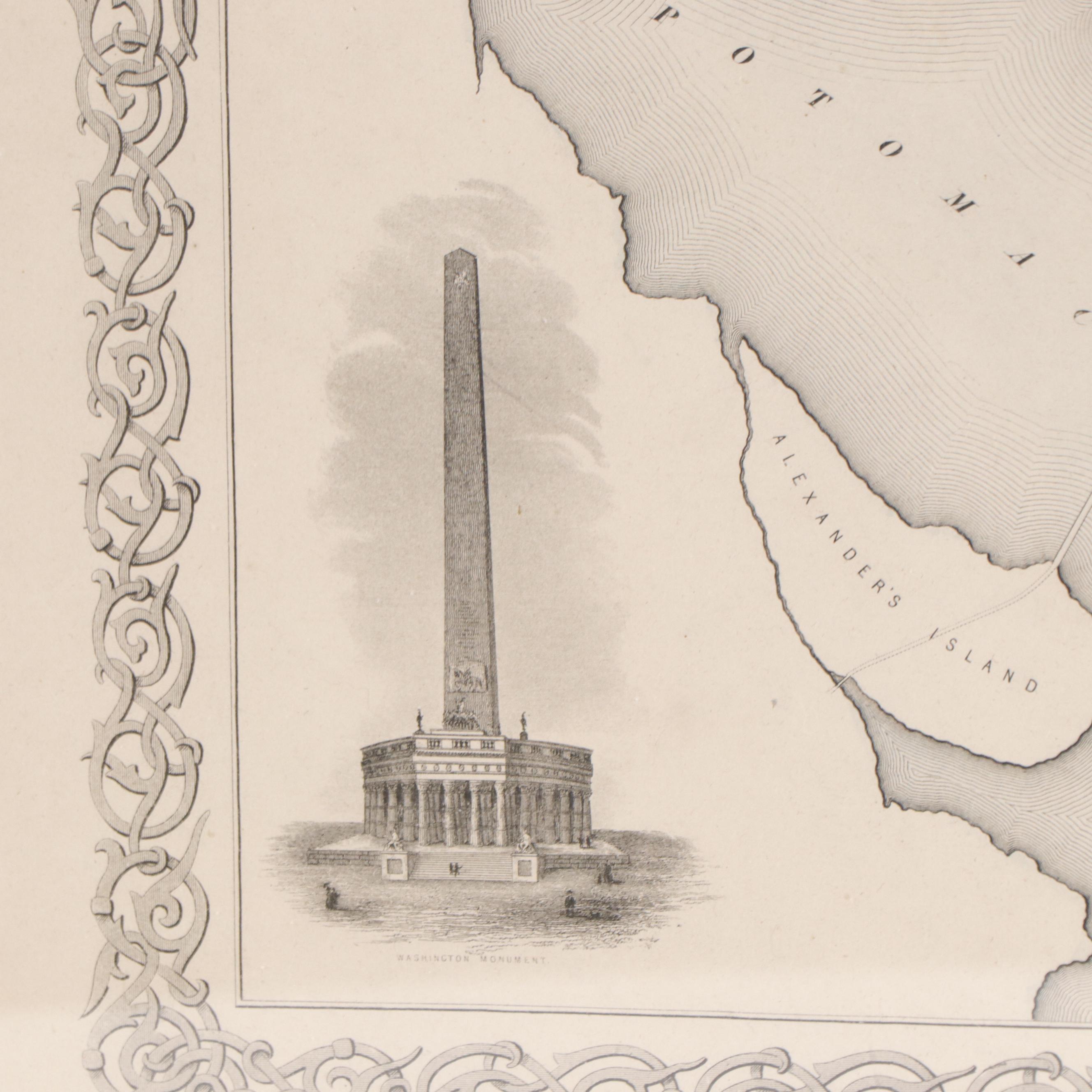 Map Engraving "Georgetown and the City Washington," 1855