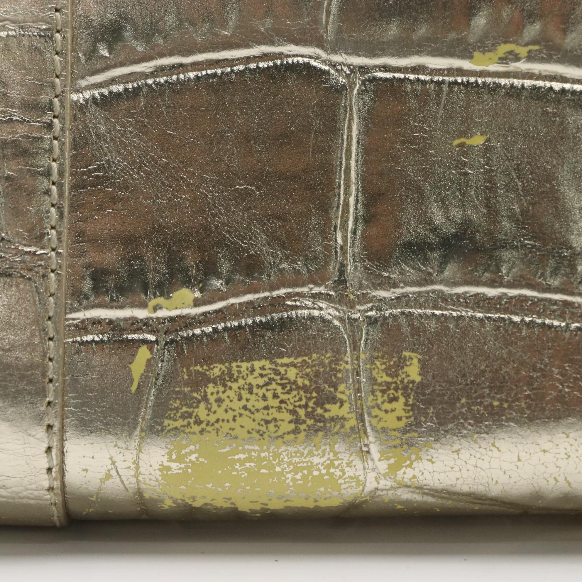 Versace Metallic Gold Leather Snap Out Of It Satchel