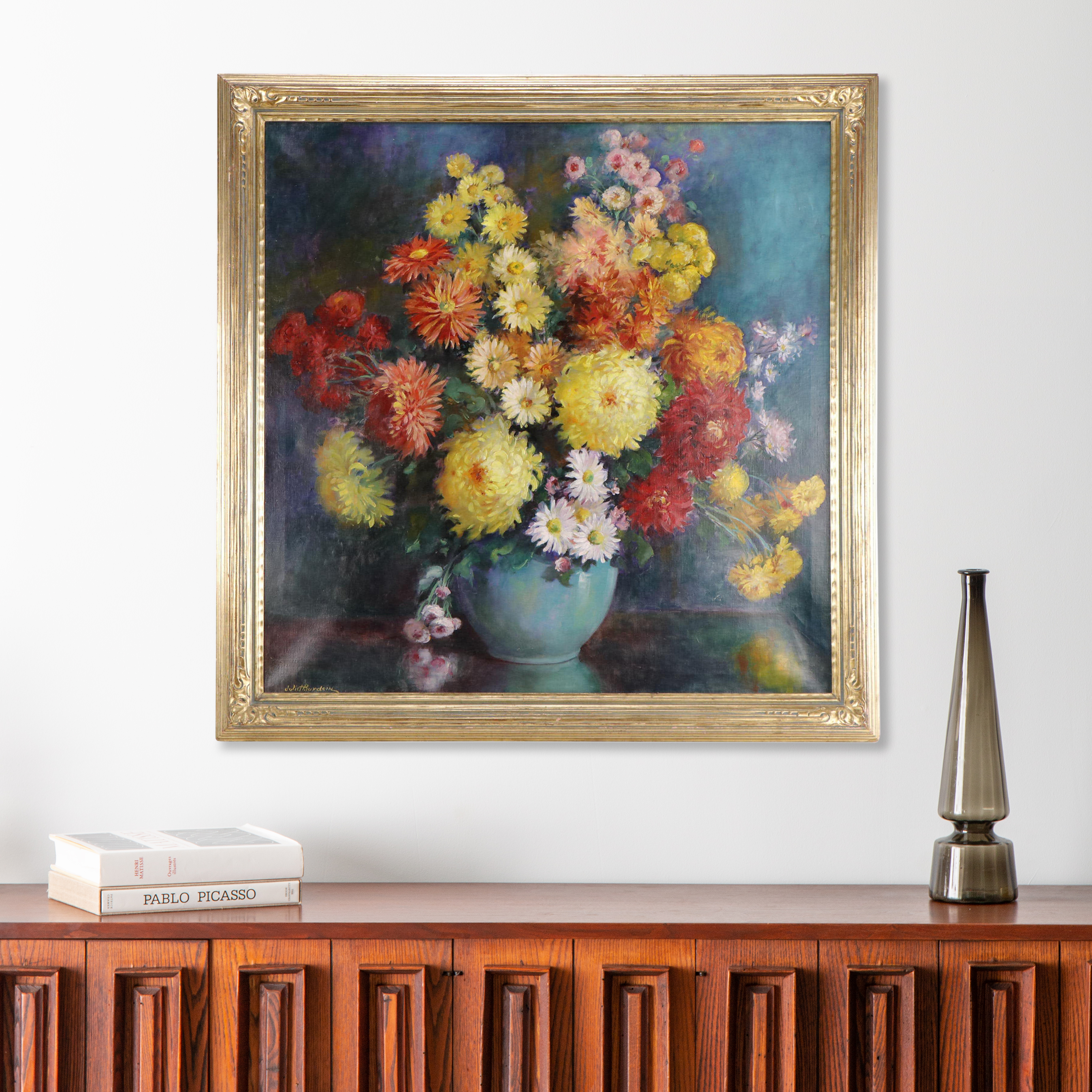 Juliet Burdoin Floral Still Life Oil Painting, Early 20th Century