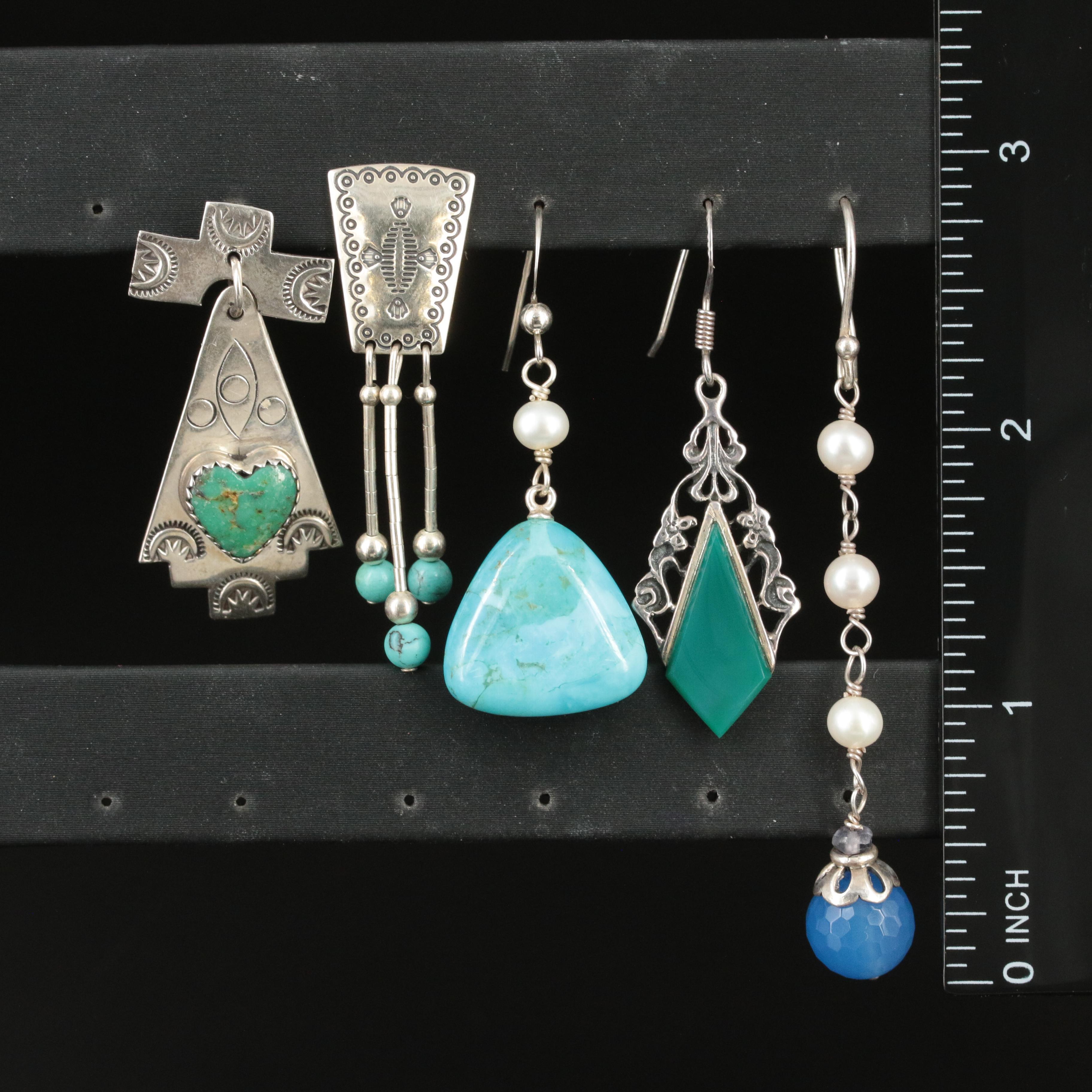 Sterling Earrings Including Turquoise and Desert Rose Trading