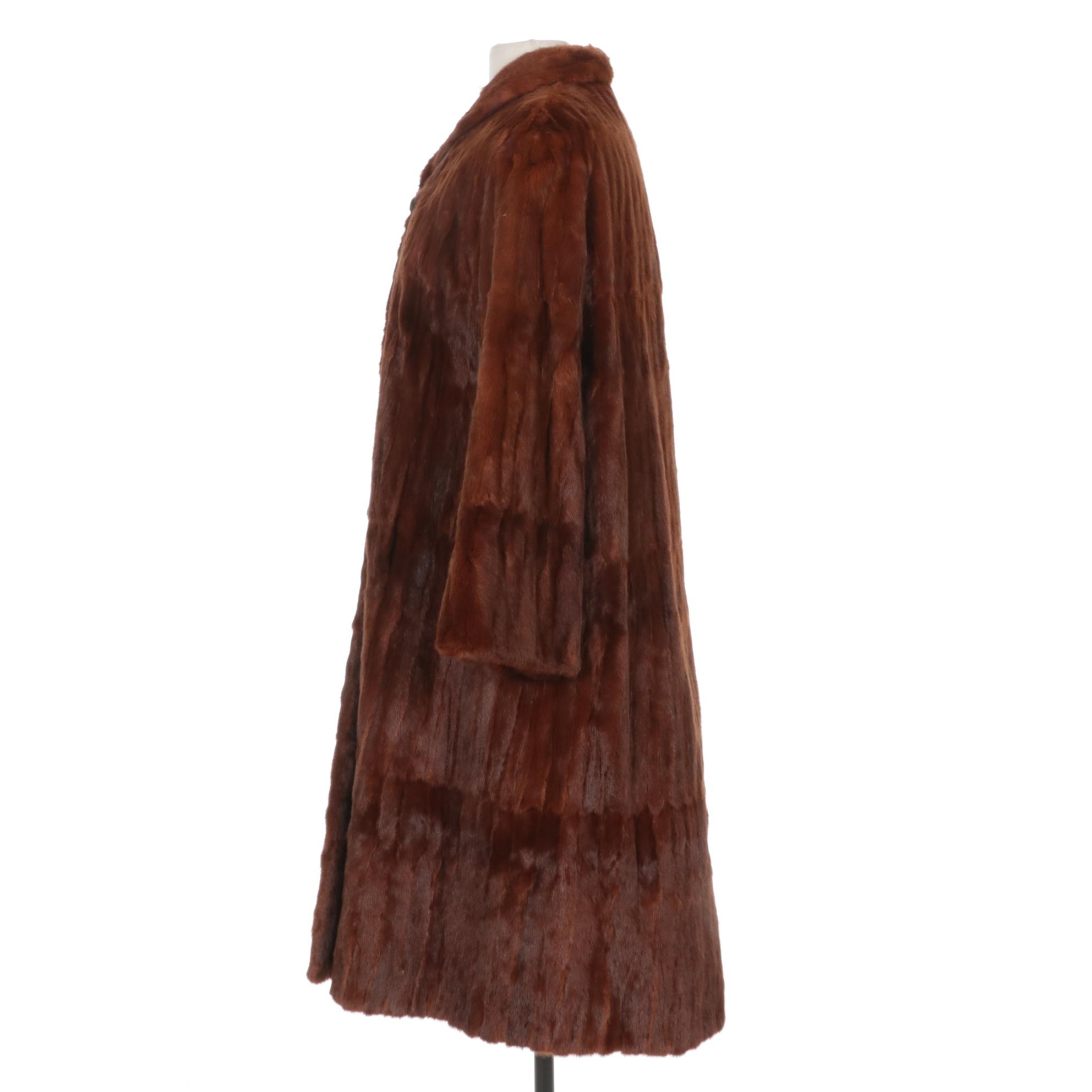 Dyed Mahogany Weasel Fur Coat