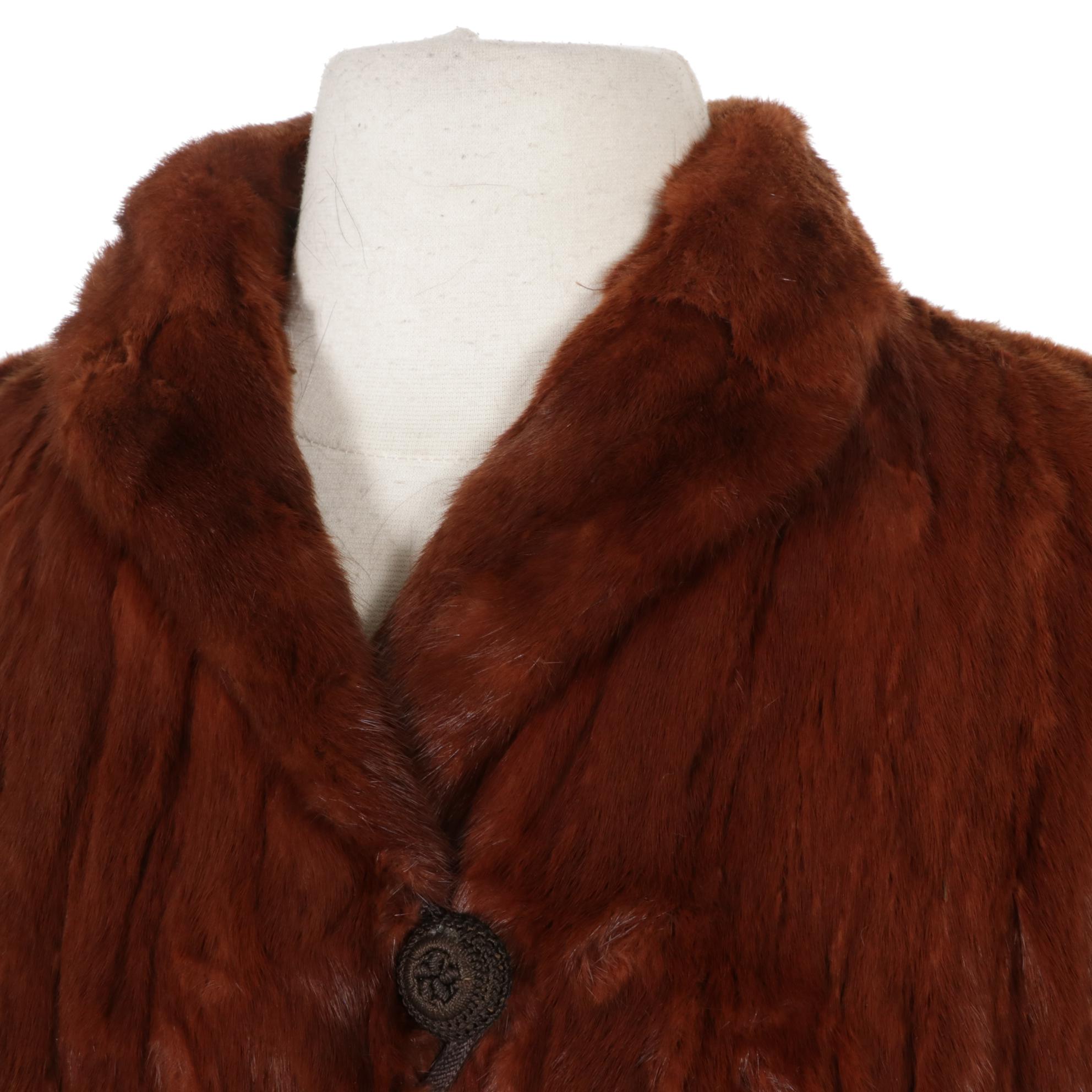 Dyed Mahogany Weasel Fur Coat