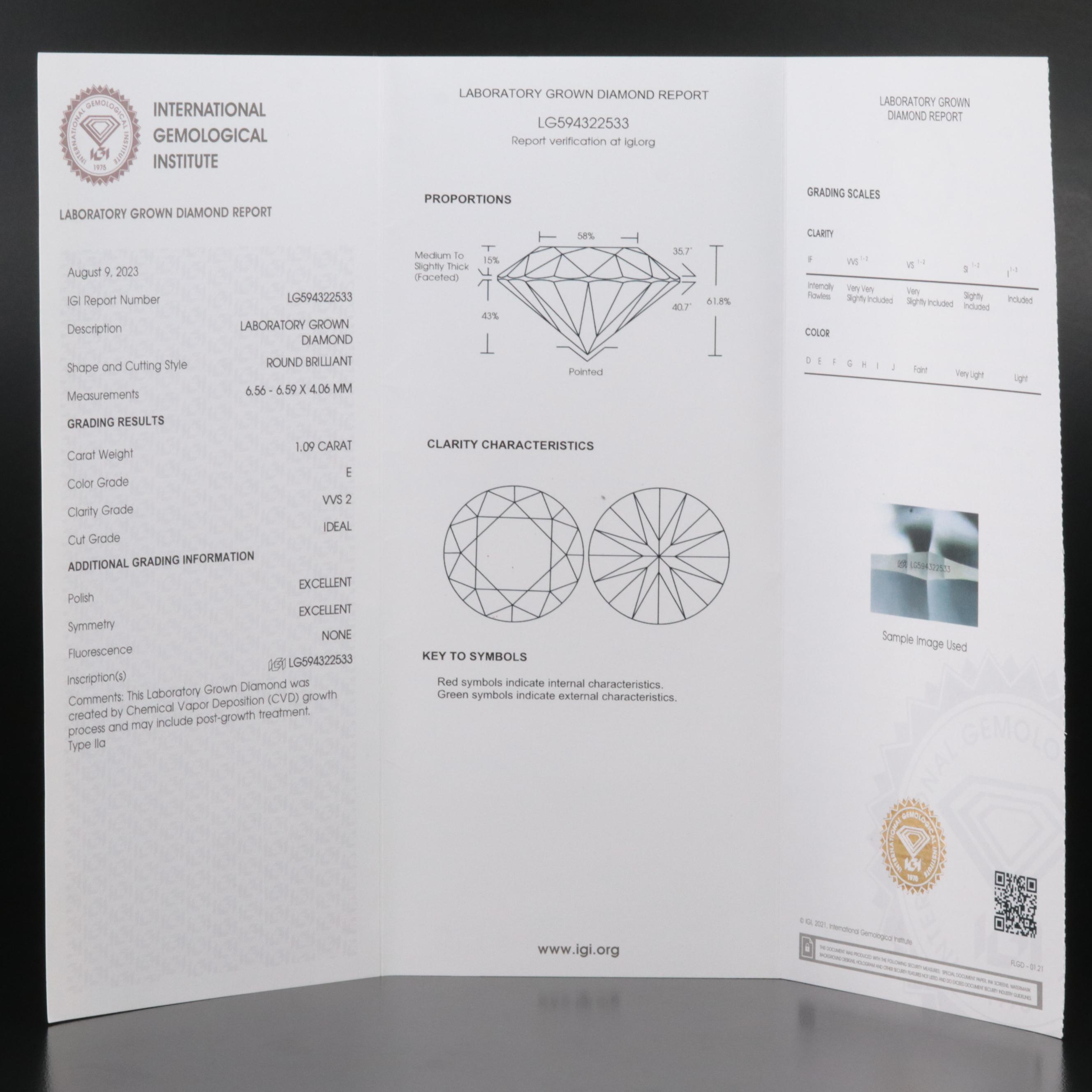 Platinum 2.12 CTW Lab Grown Diamond Stud Earrings with IGI Reports