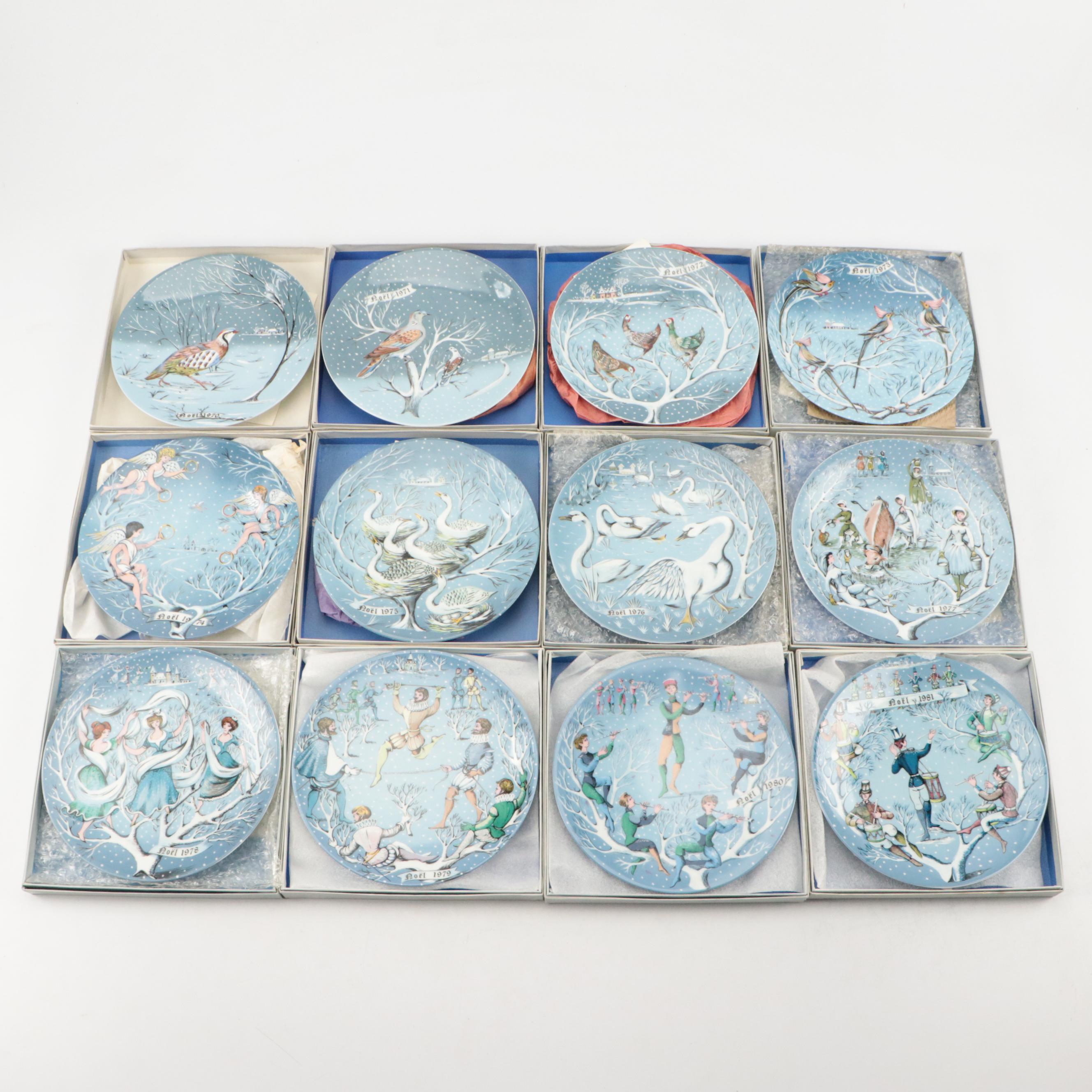 Rémy Hétreau for Haviland "Twelve Days of Christmas" Porcelain Collector Plates