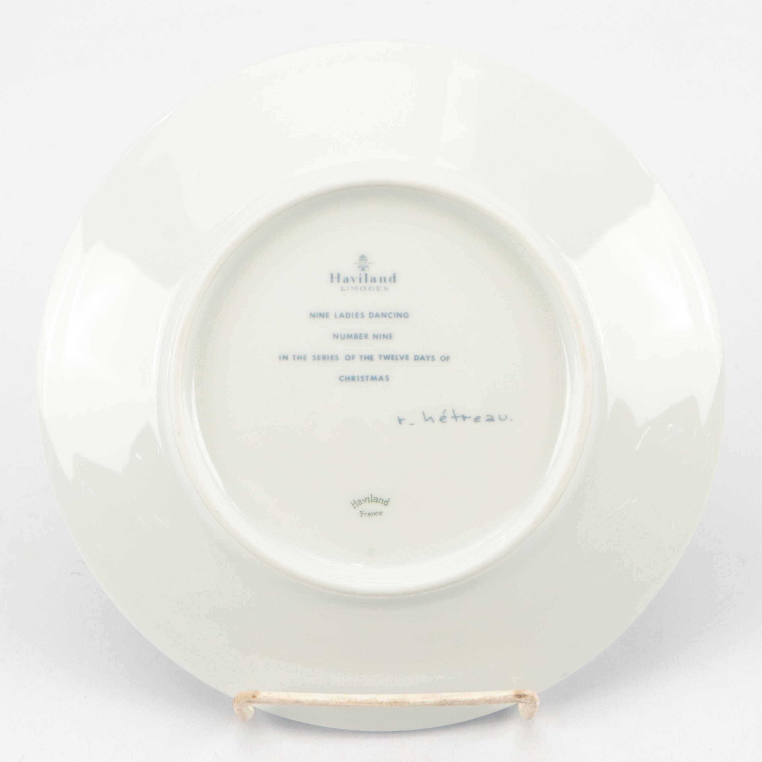 Rémy Hétreau for Haviland "Twelve Days of Christmas" Porcelain Collector Plates