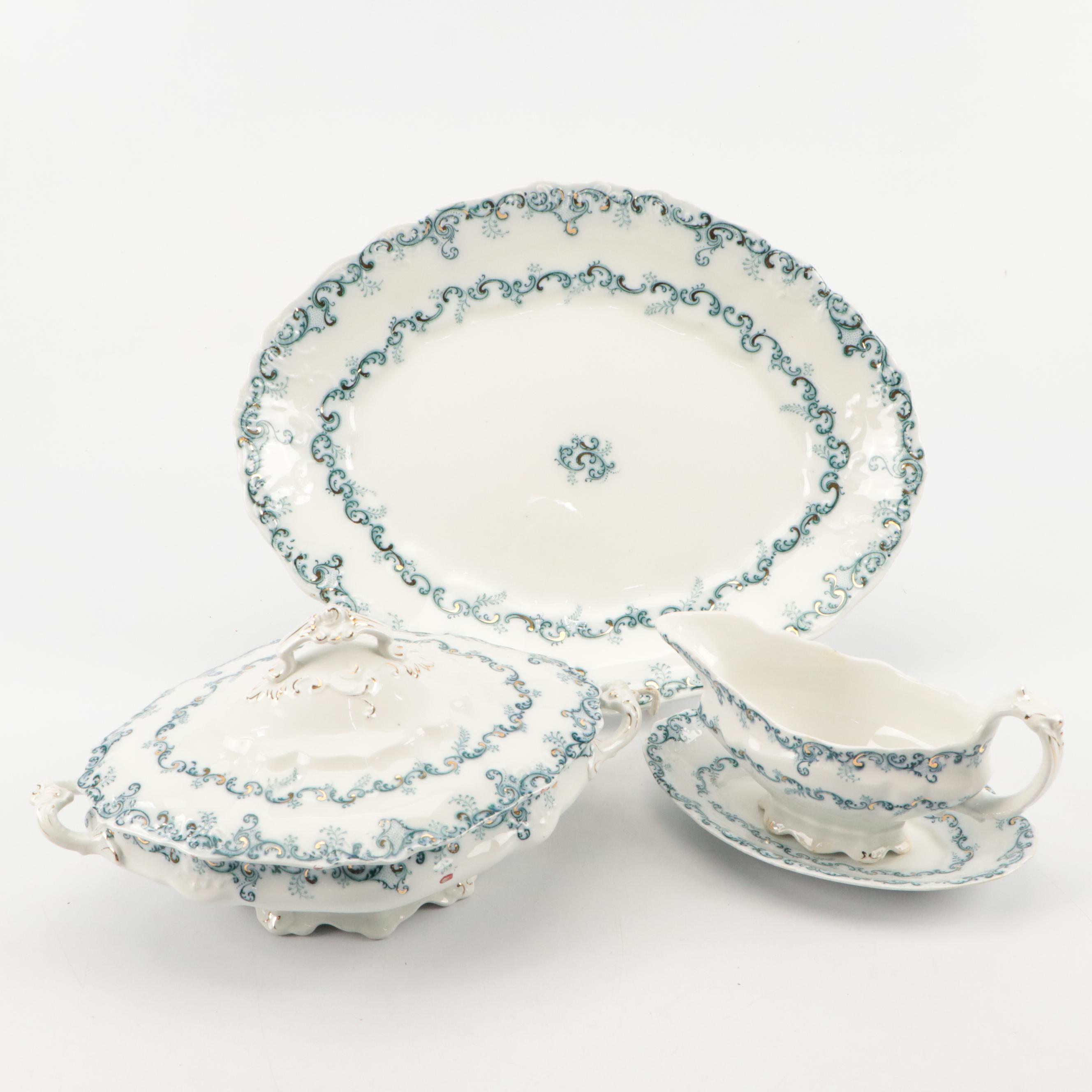 J. & G. Meakin Ironstone "Elysée" Gilt Accented Serving Pieces