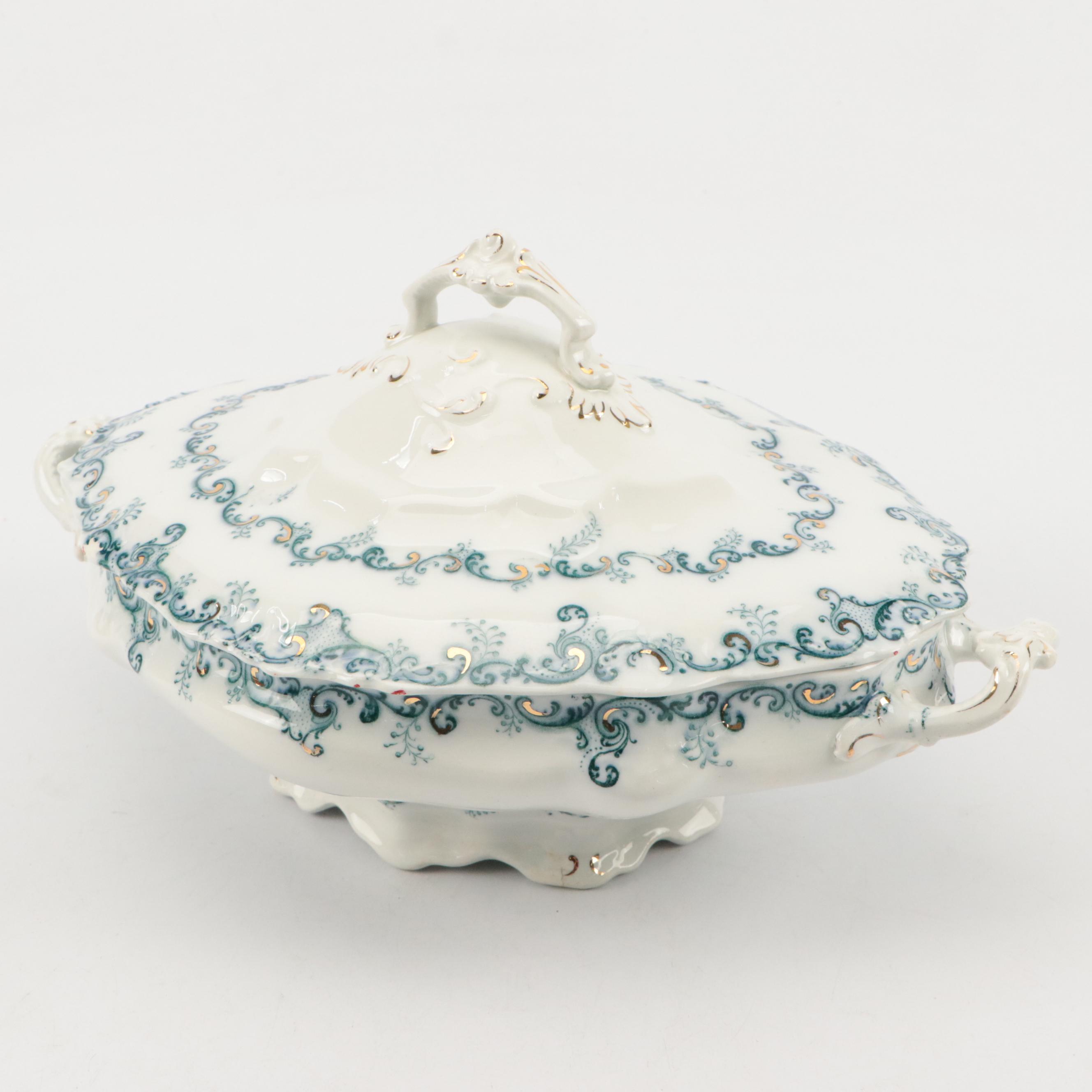 J. & G. Meakin Ironstone "Elysée" Gilt Accented Serving Pieces