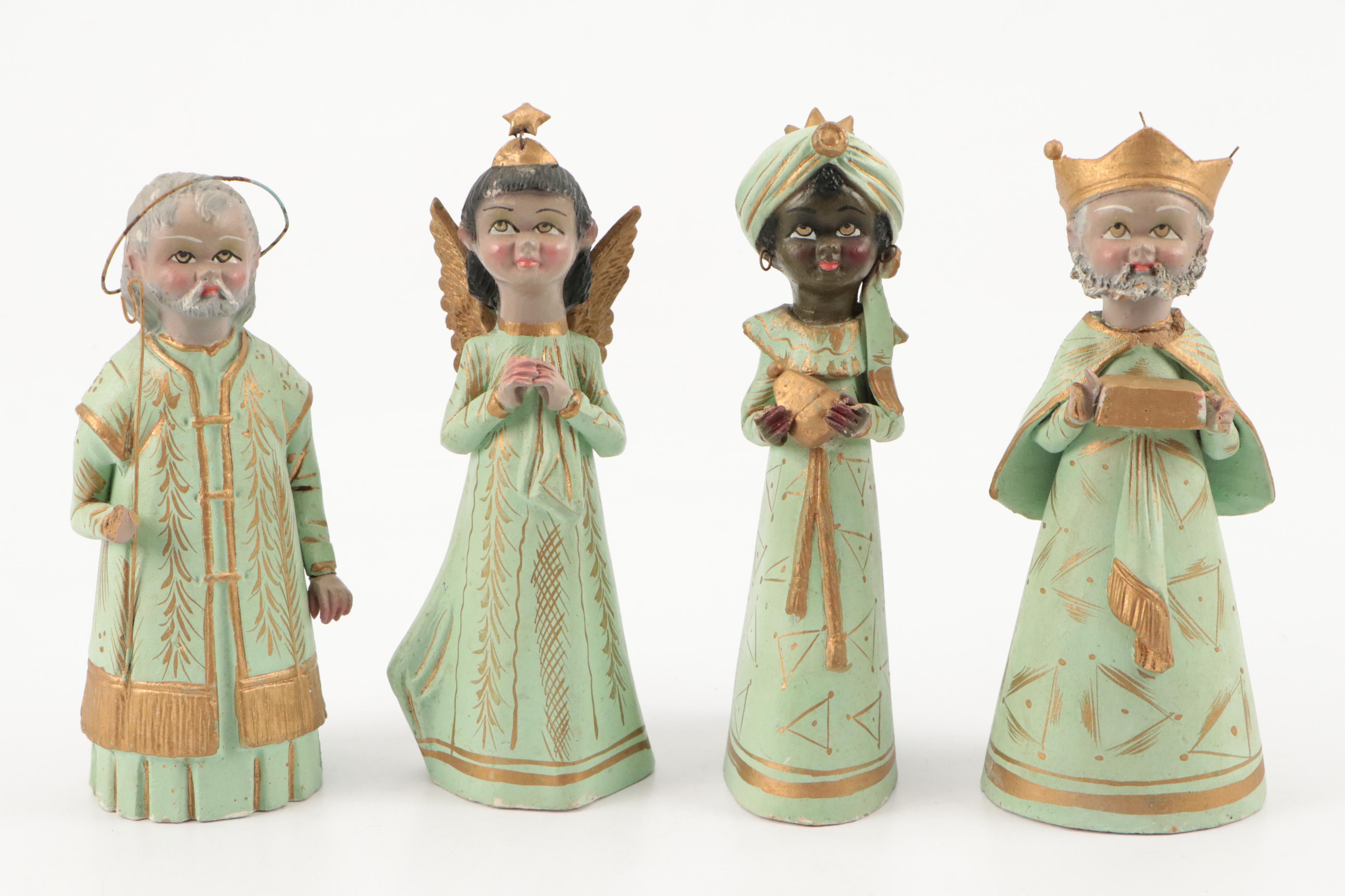 Mexican Hand-Painted Ceramic Nativity Scene, Mid to Late 20th Century