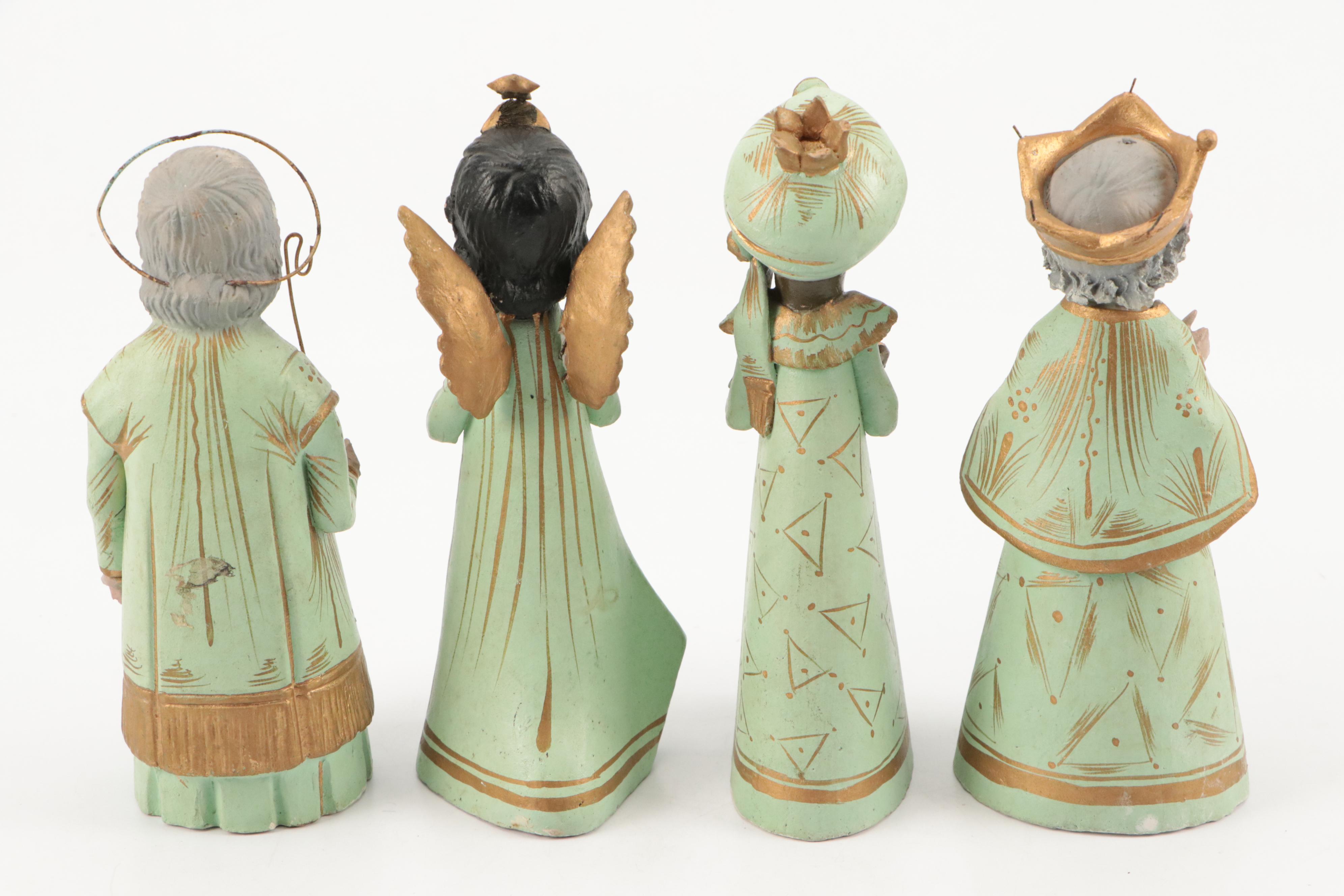 Mexican Hand-Painted Ceramic Nativity Scene, Mid to Late 20th Century