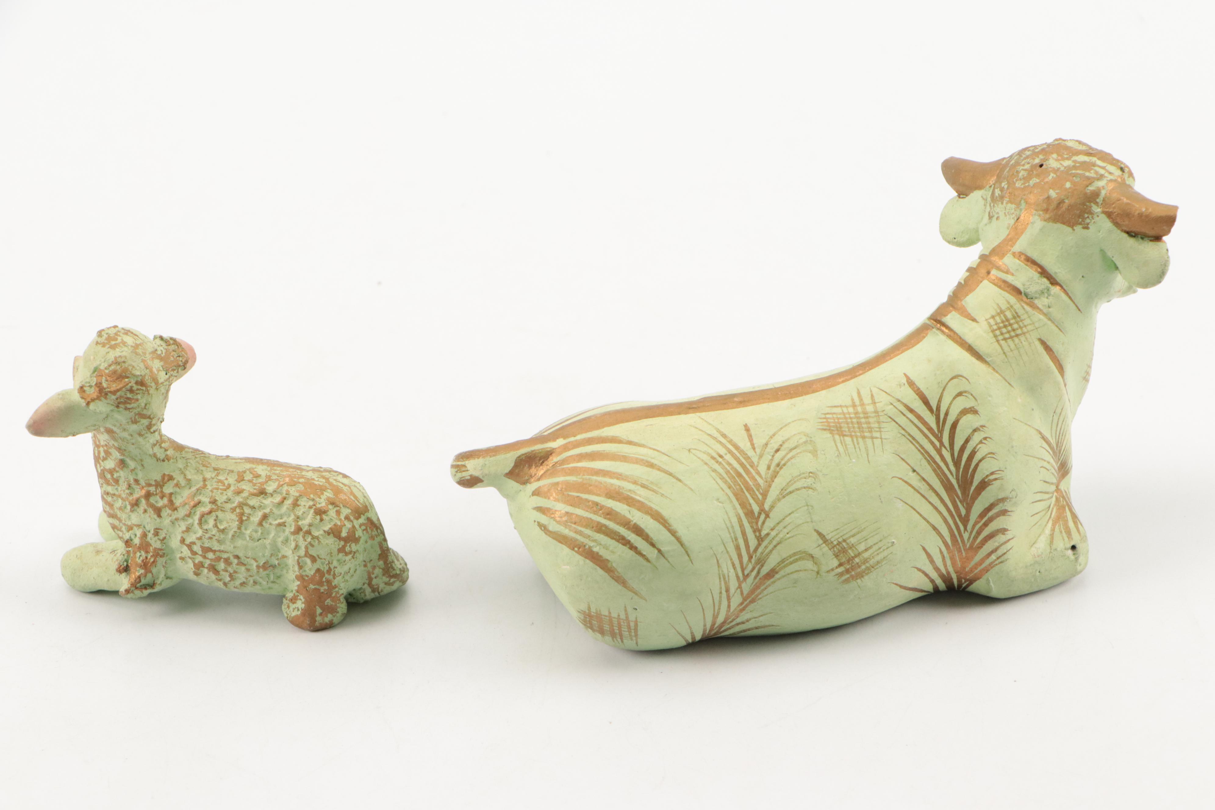 Mexican Hand-Painted Ceramic Nativity Scene, Mid to Late 20th Century