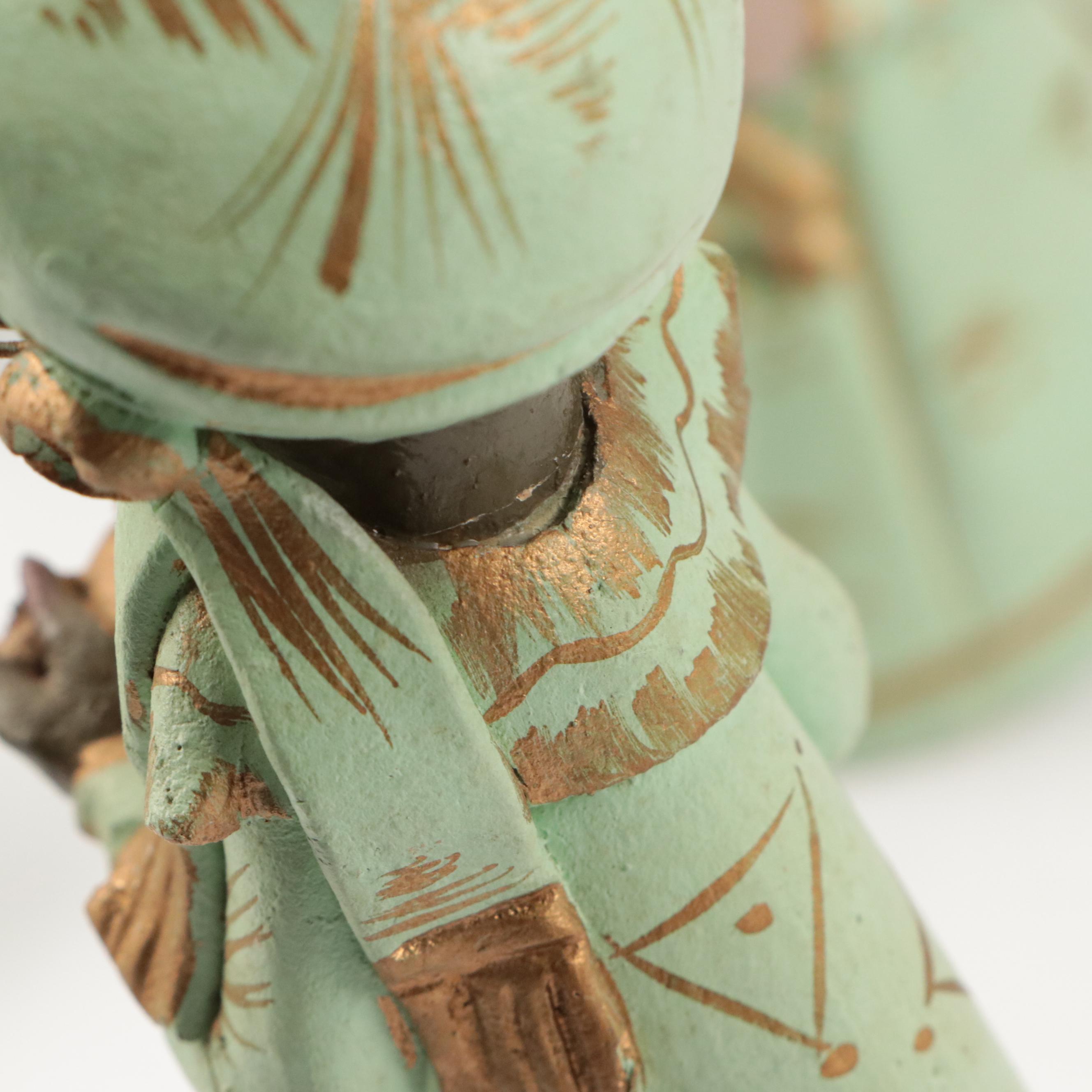 Mexican Hand-Painted Ceramic Nativity Scene, Mid to Late 20th Century