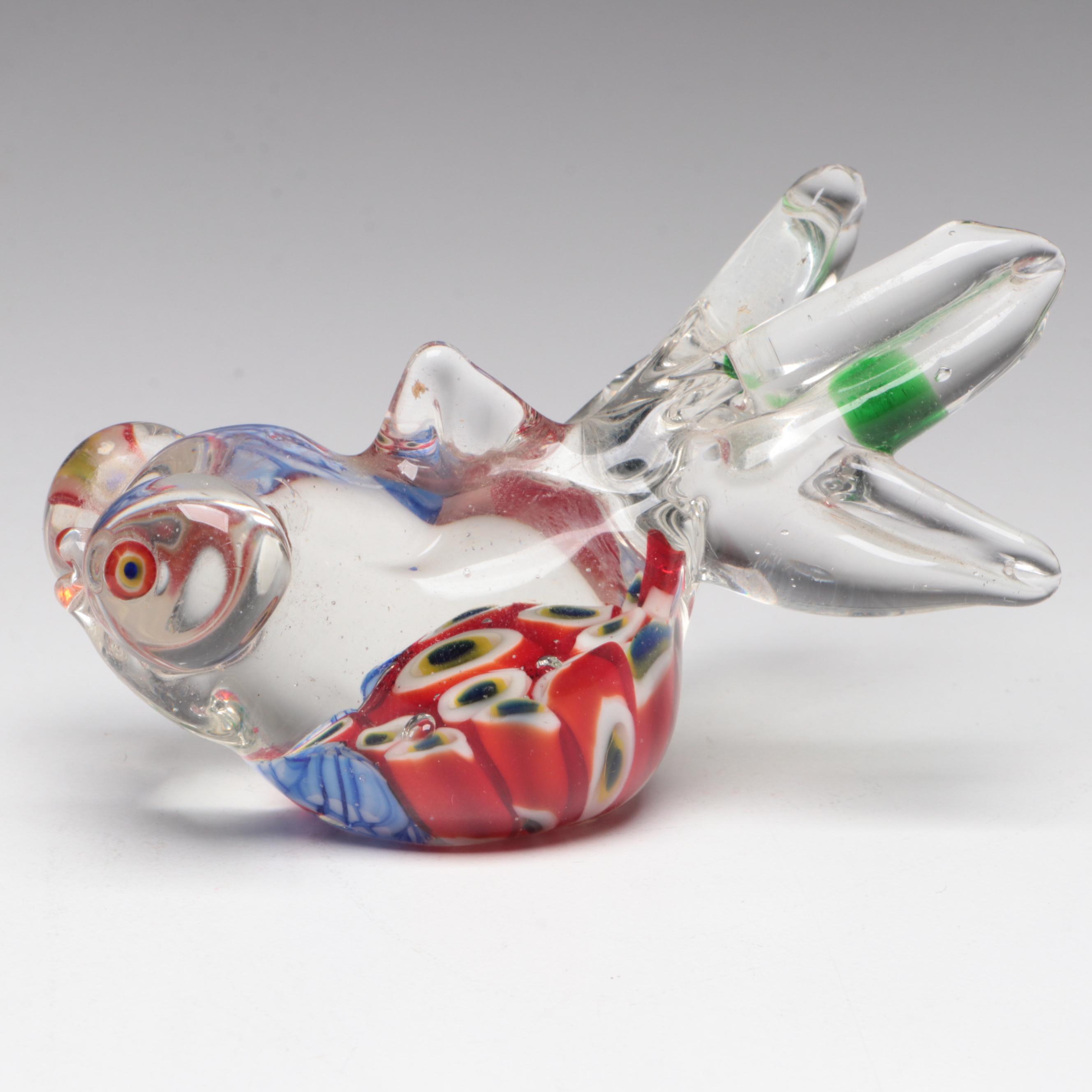 Multicolored Swirl Glass Paperweight with Glass Fish Paperweight and More