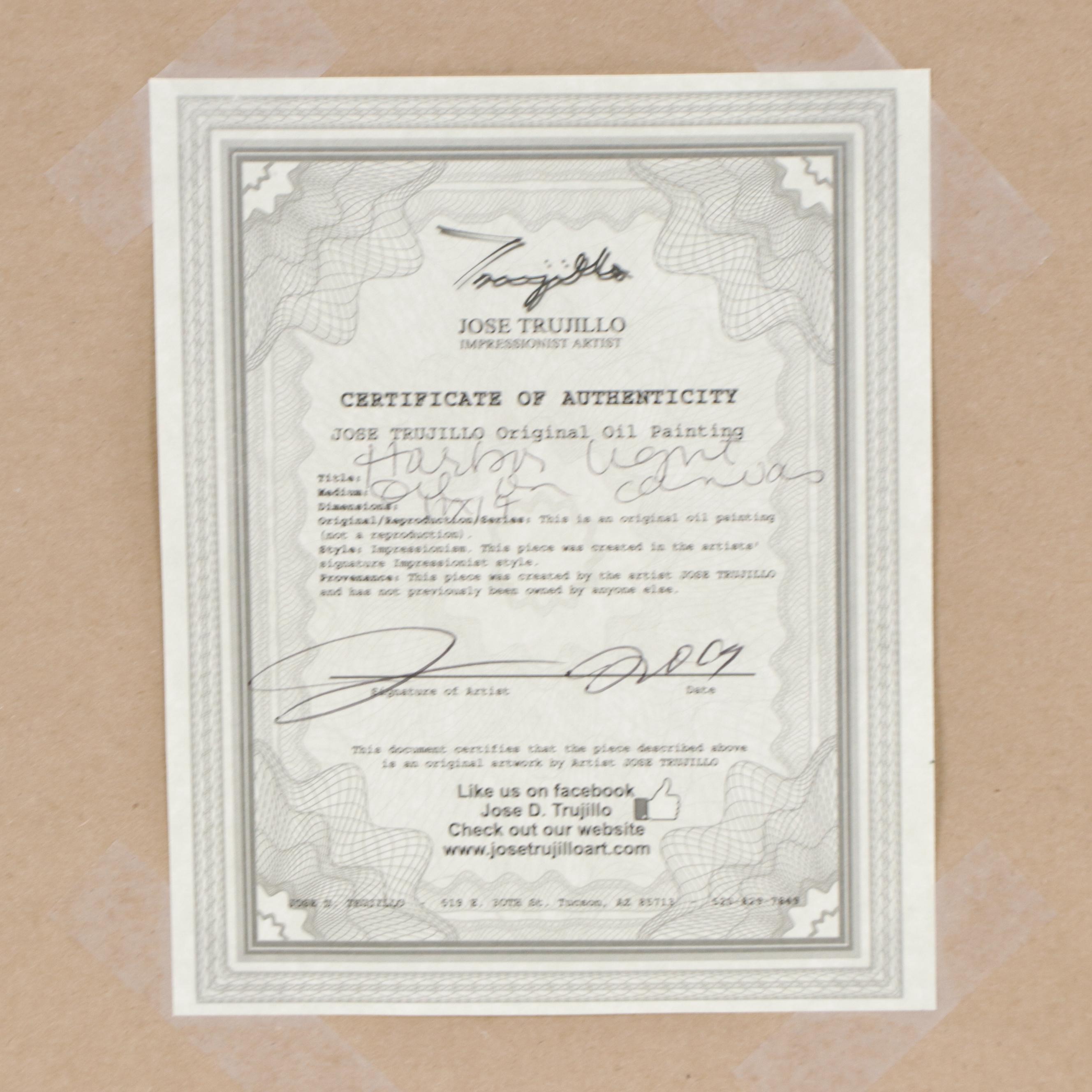 Jose Trujillo Oil Painting "Harbor Lights," 2009