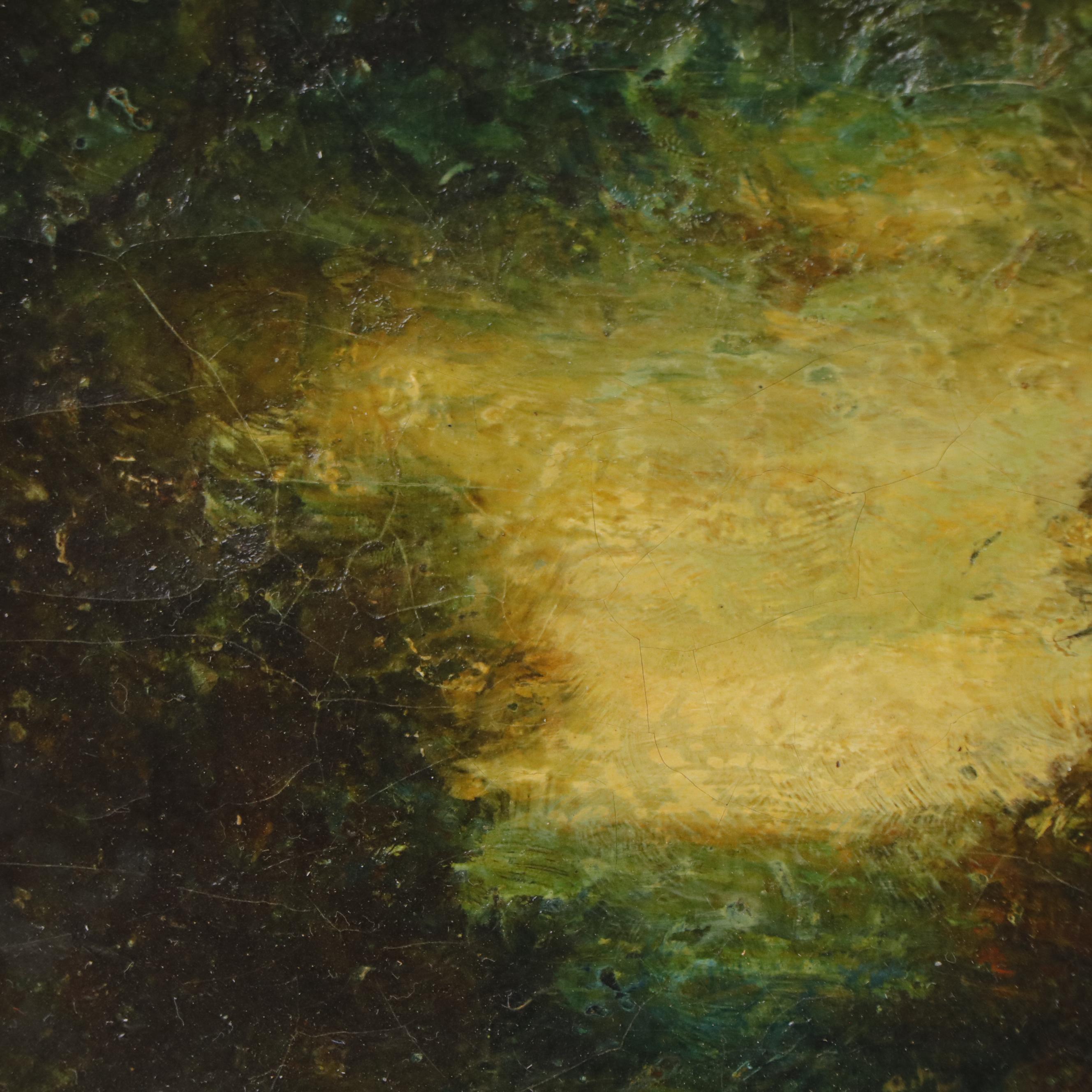 Hudson Mindell Kitchell Woodland Interior Landscape Oil Painting, Circa 1917