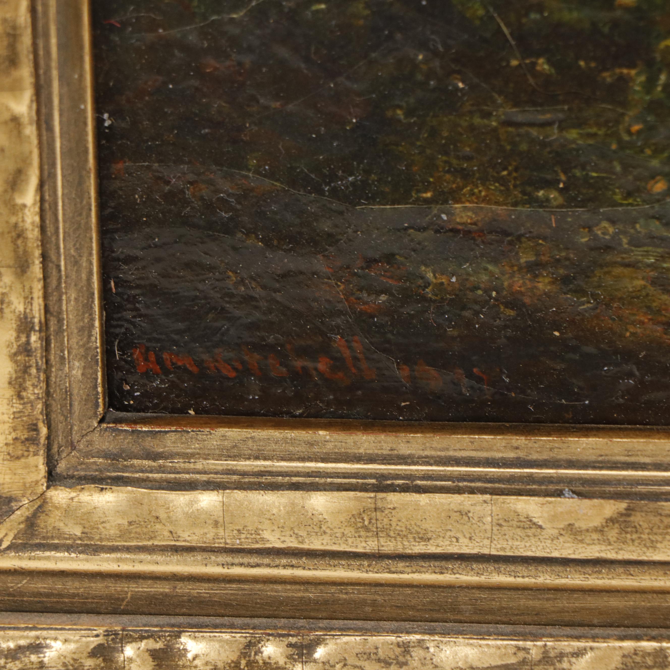 Hudson Mindell Kitchell Woodland Interior Landscape Oil Painting, Circa 1917