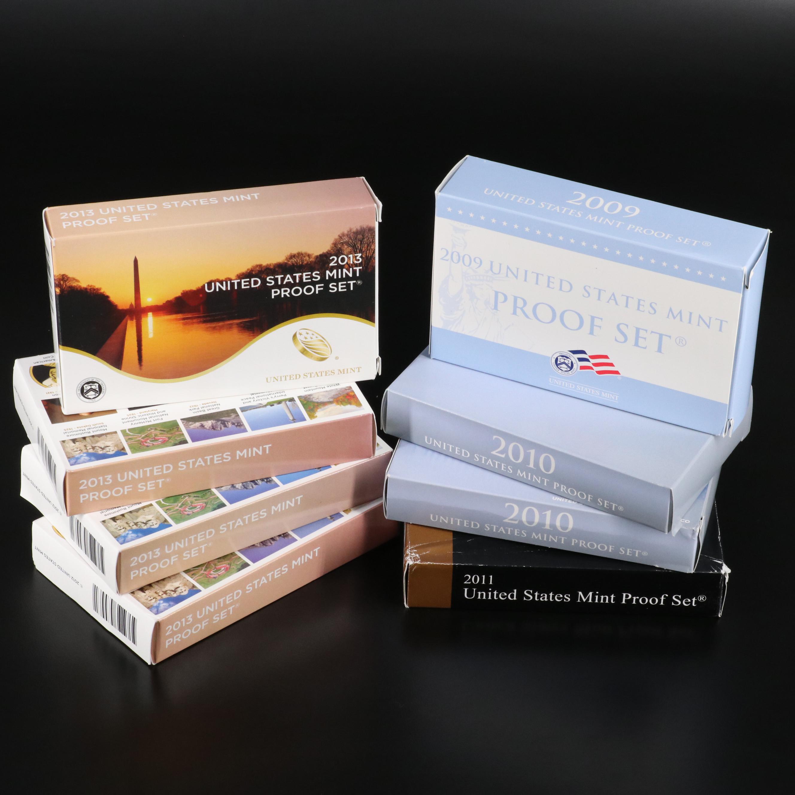 Eight U.S. Mint Proof Sets Including 2009