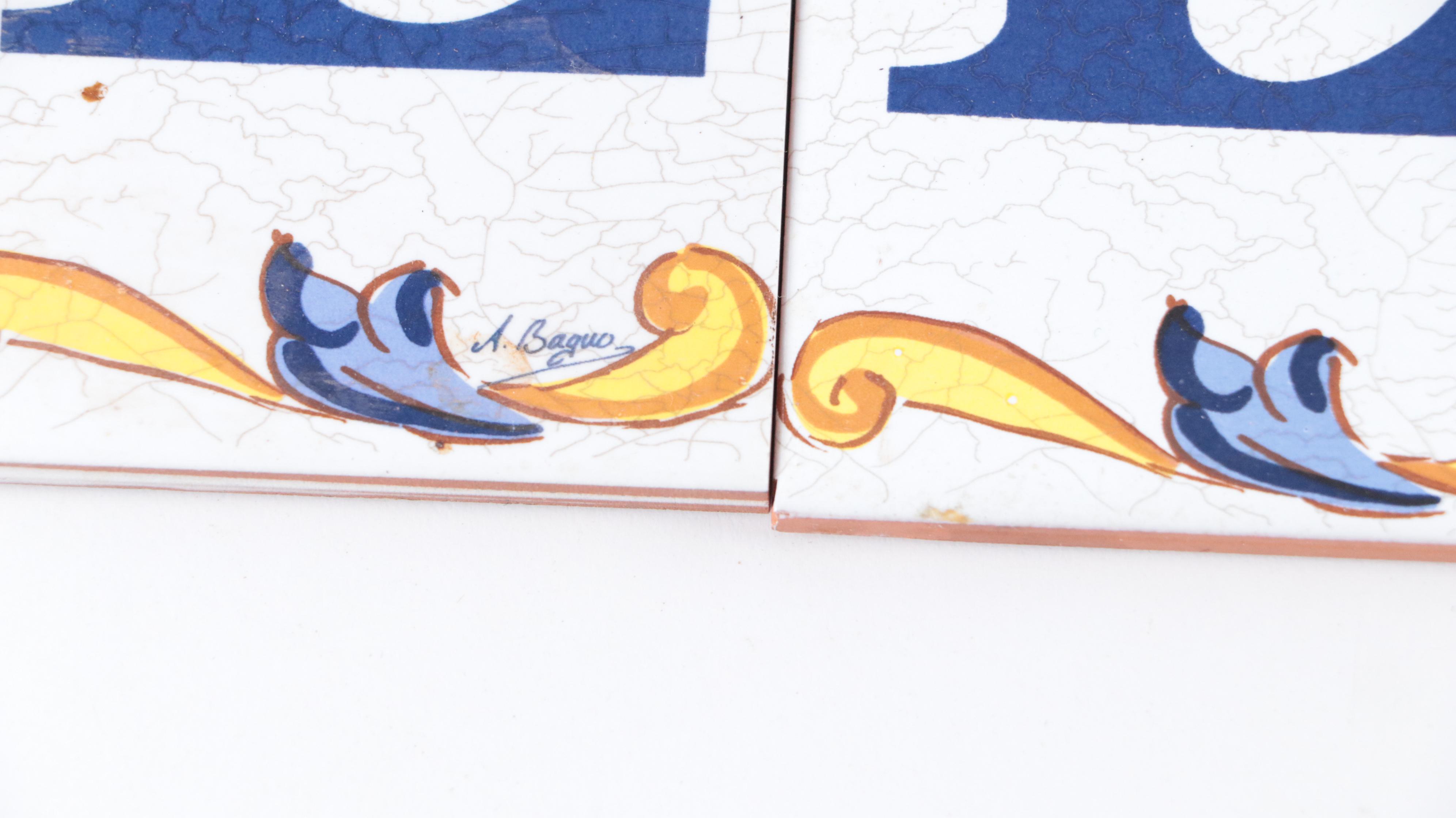 Hammered Copper Mailbox With Tin Glazed Terracotta "Welcome" Wall Tiles