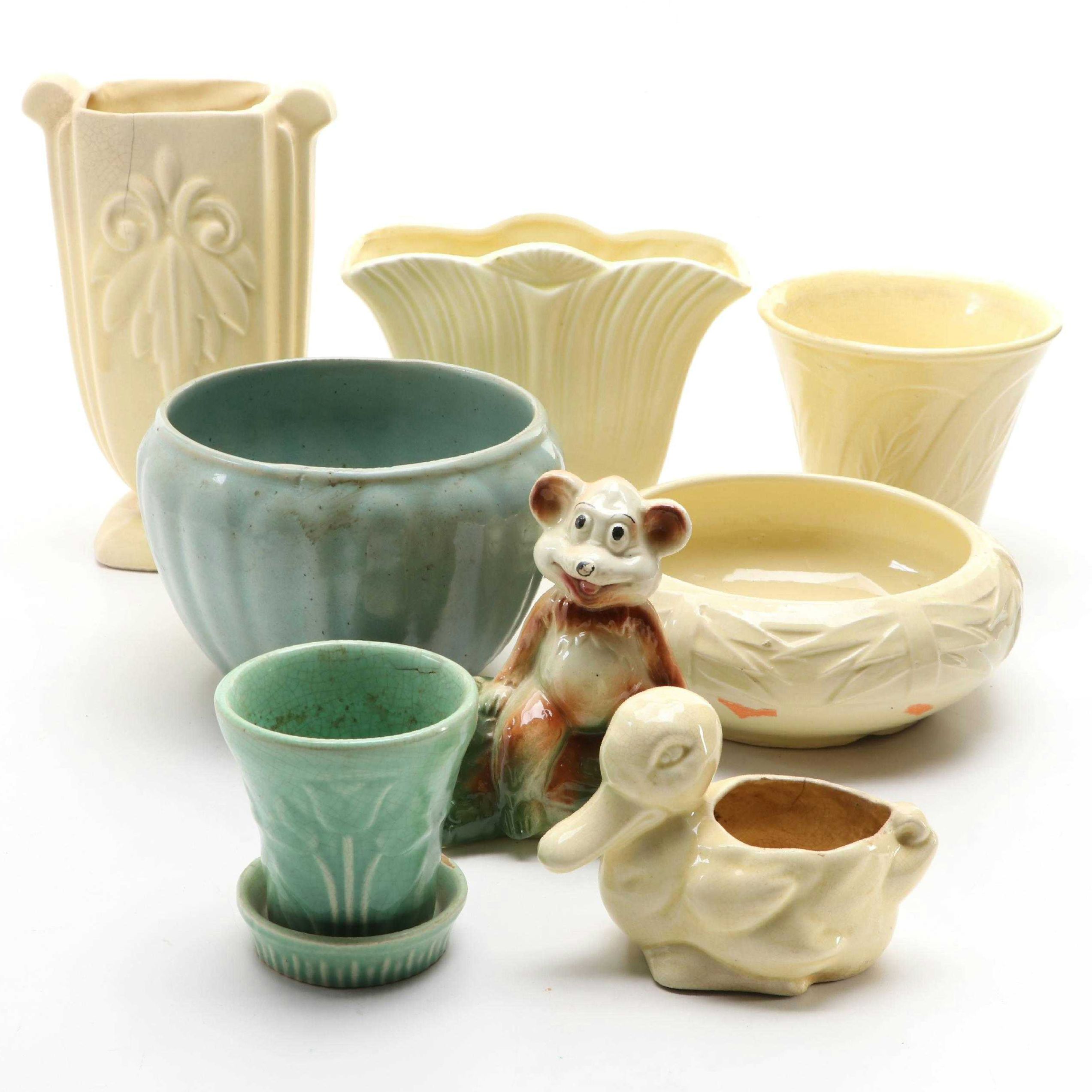 McCoy Pottery with Other Ceramic Vases and Planters, Mid-20th Century