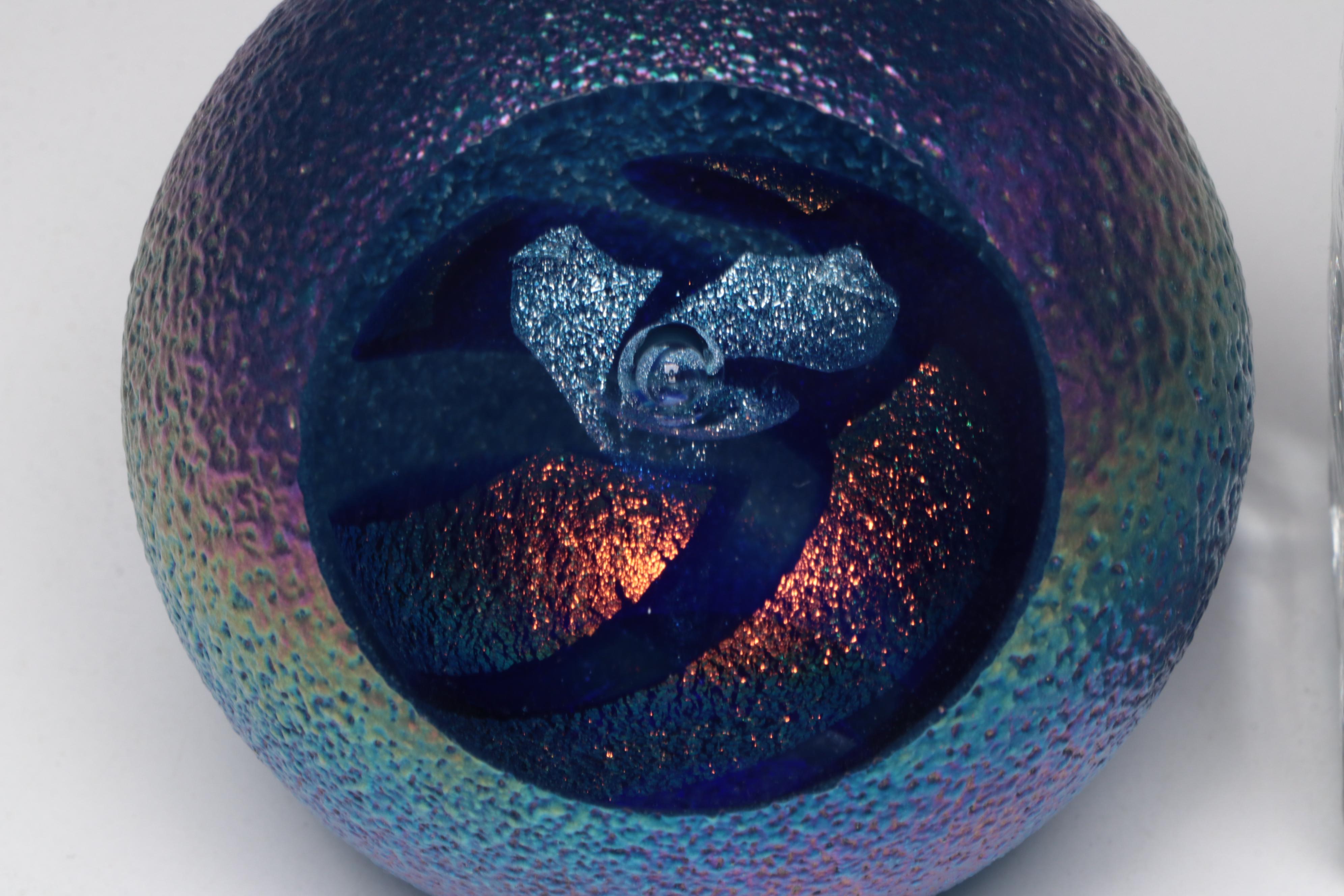 Studio Art Glass Paperweights and Illuminated Base