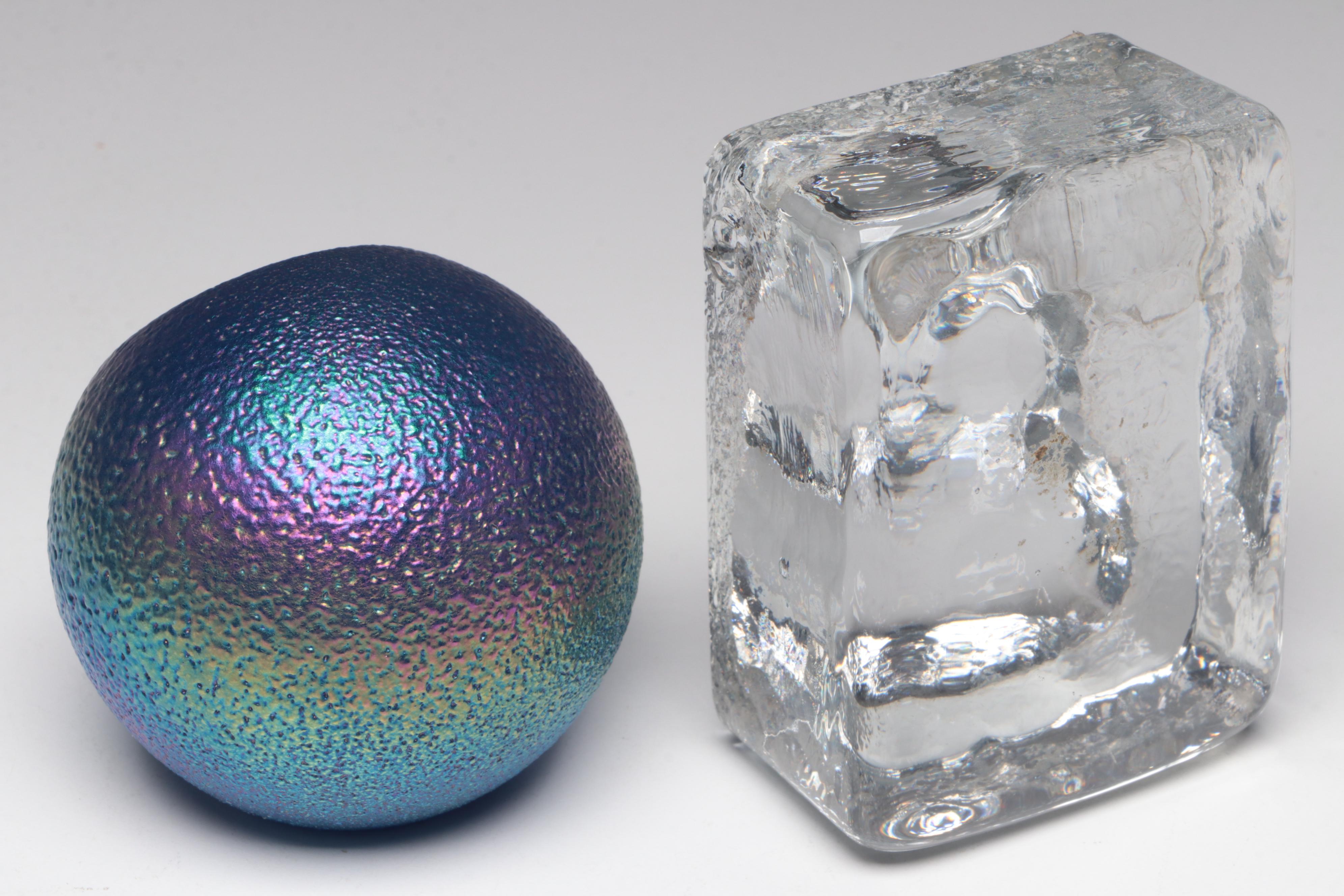 Studio Art Glass Paperweights and Illuminated Base