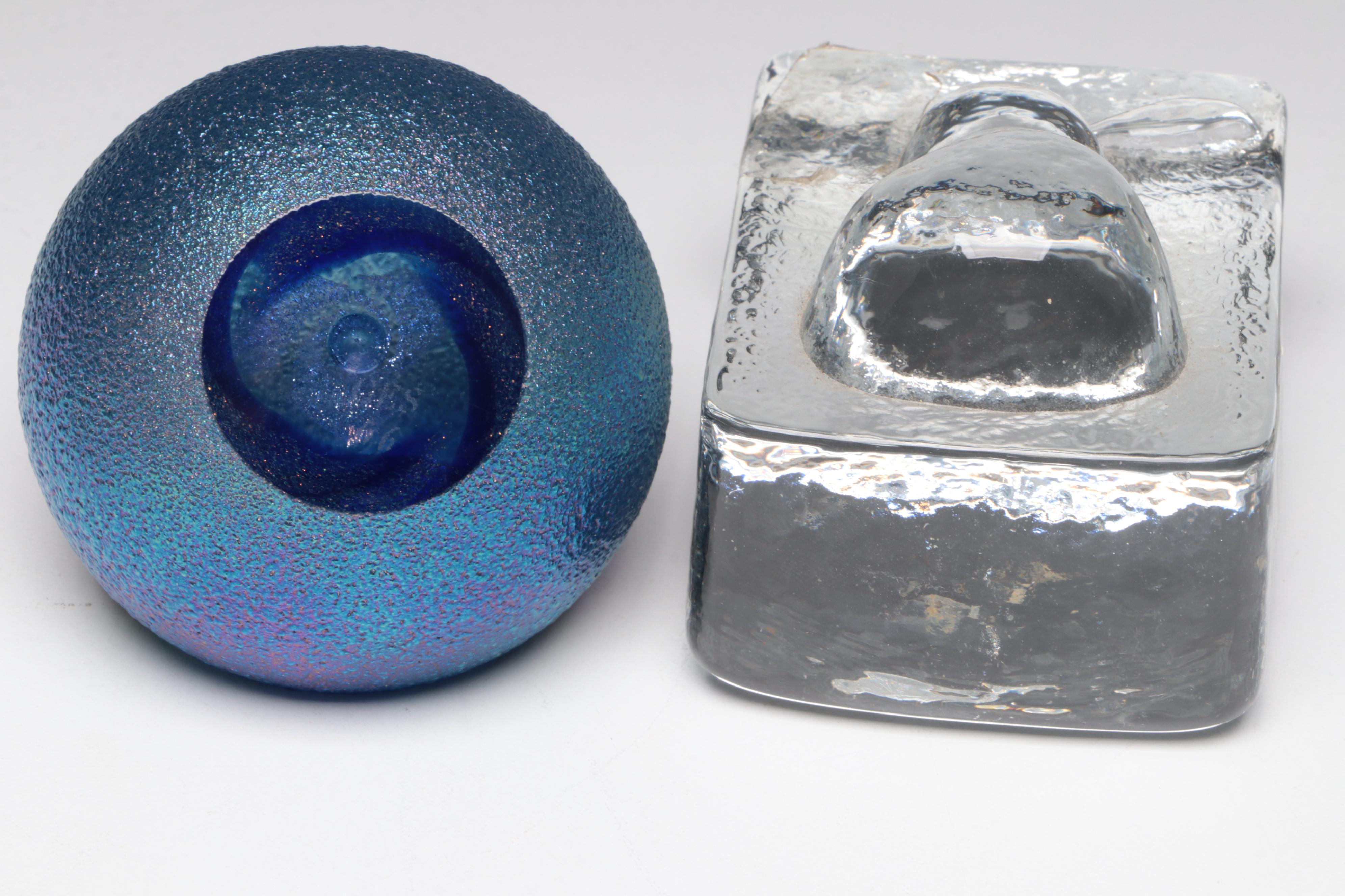 Studio Art Glass Paperweights and Illuminated Base