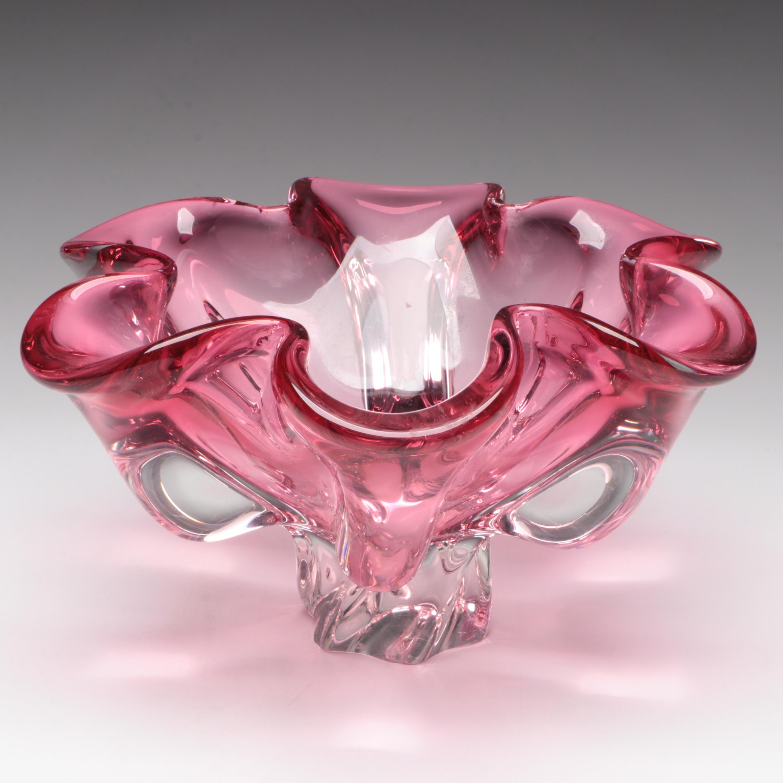 Flower Shape Art Glass Pedestal Bowl