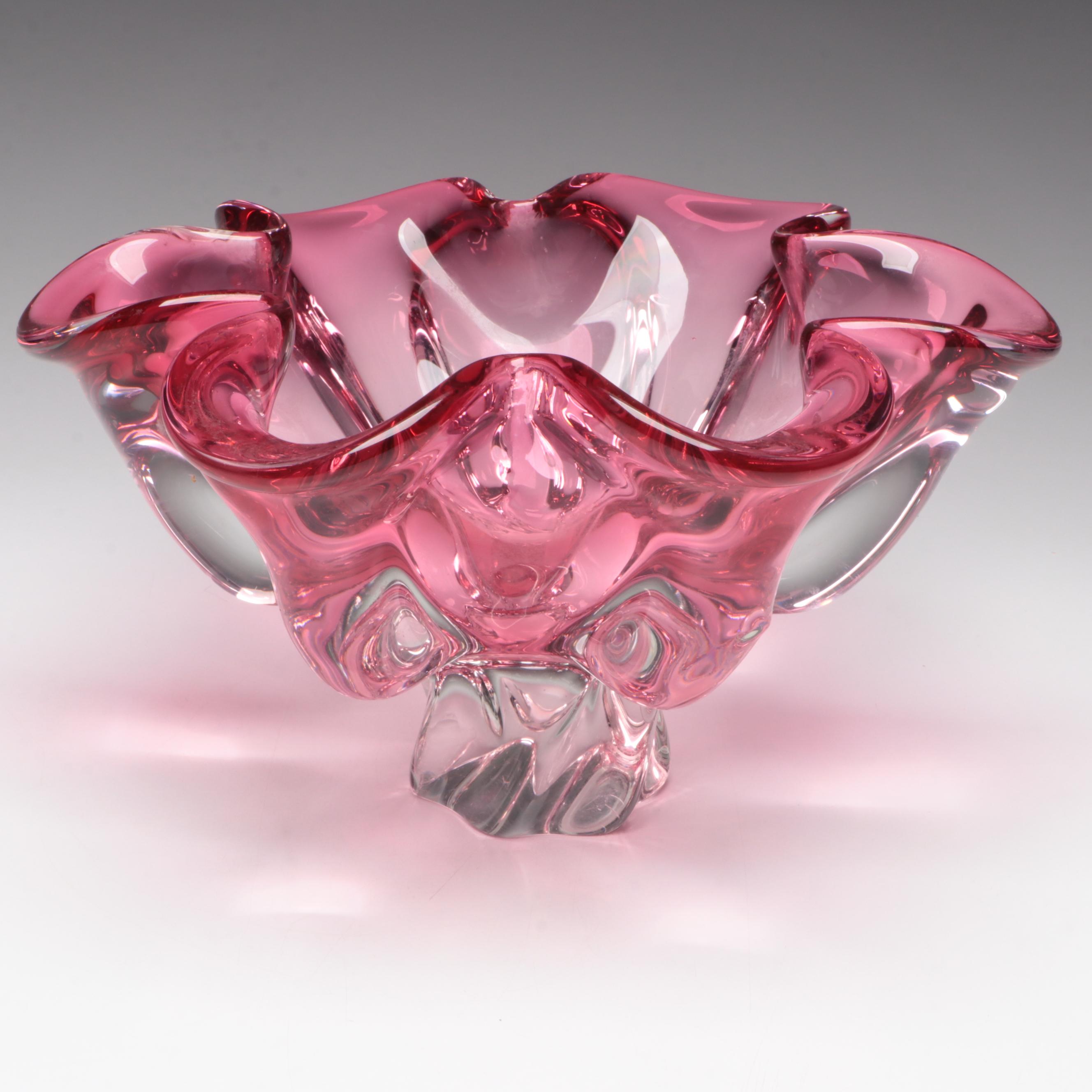 Flower Shape Art Glass Pedestal Bowl