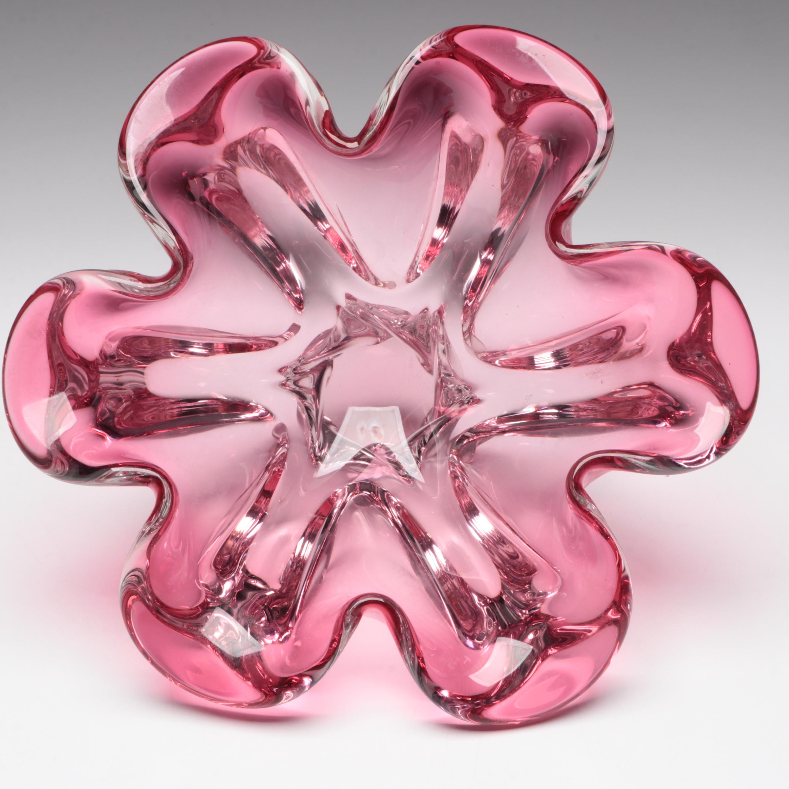 Flower Shape Art Glass Pedestal Bowl