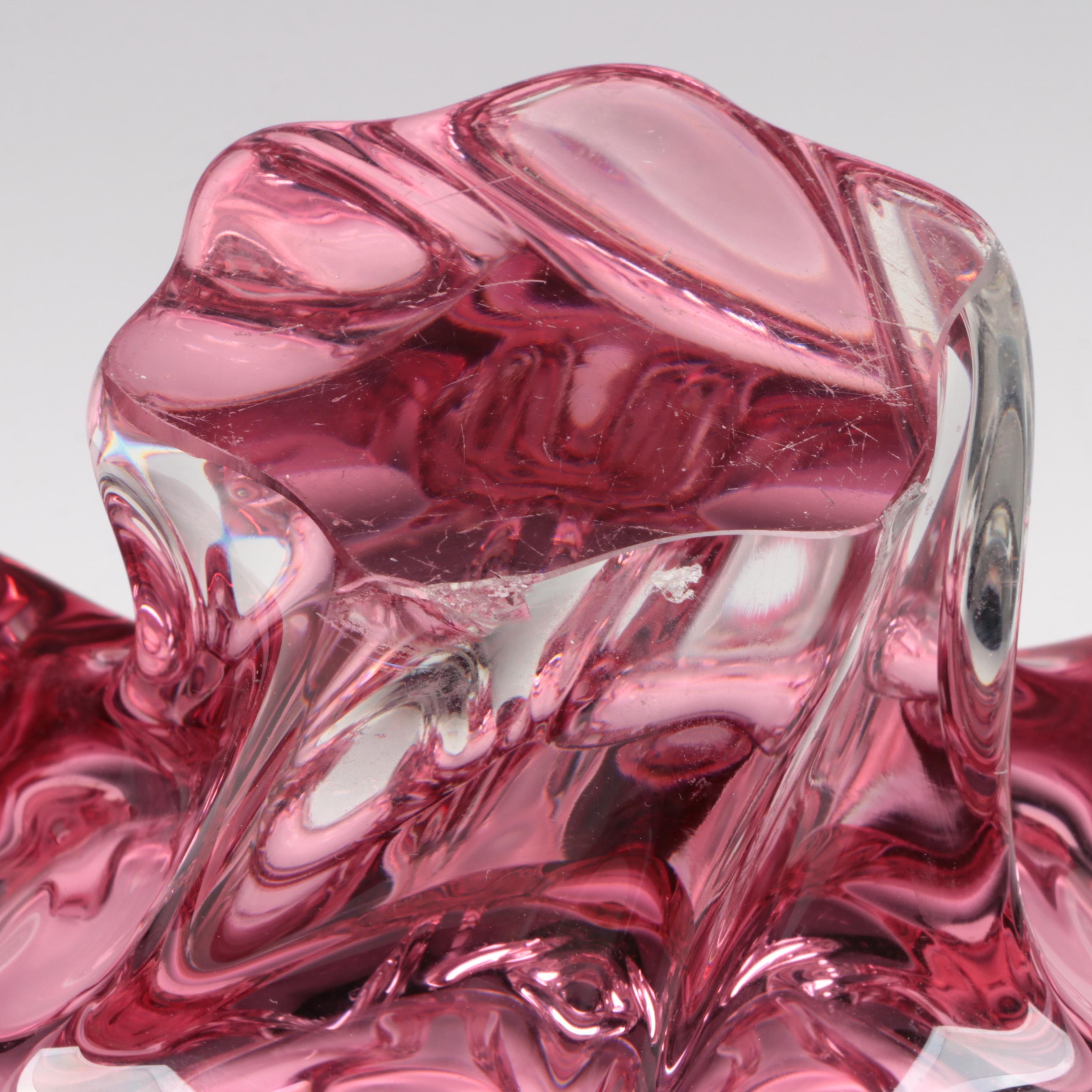 Flower Shape Art Glass Pedestal Bowl