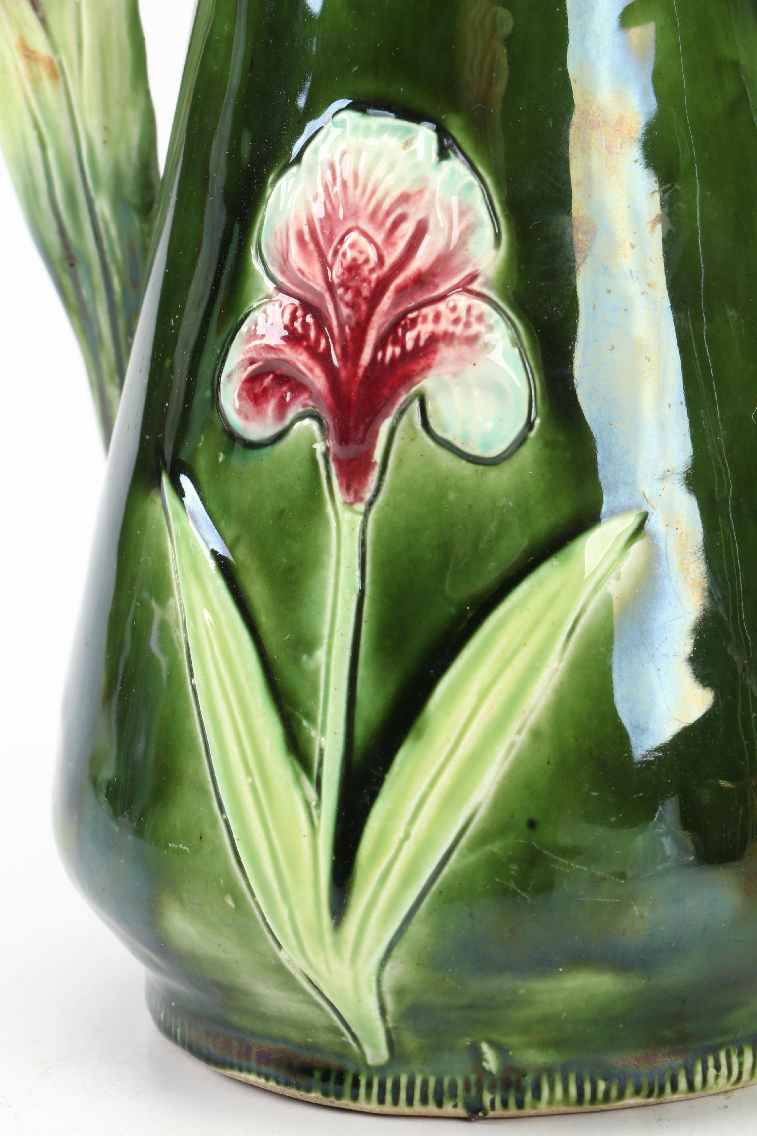 Josef Strnact Austrian Majolica Double Handle Vase, Early 20th Century