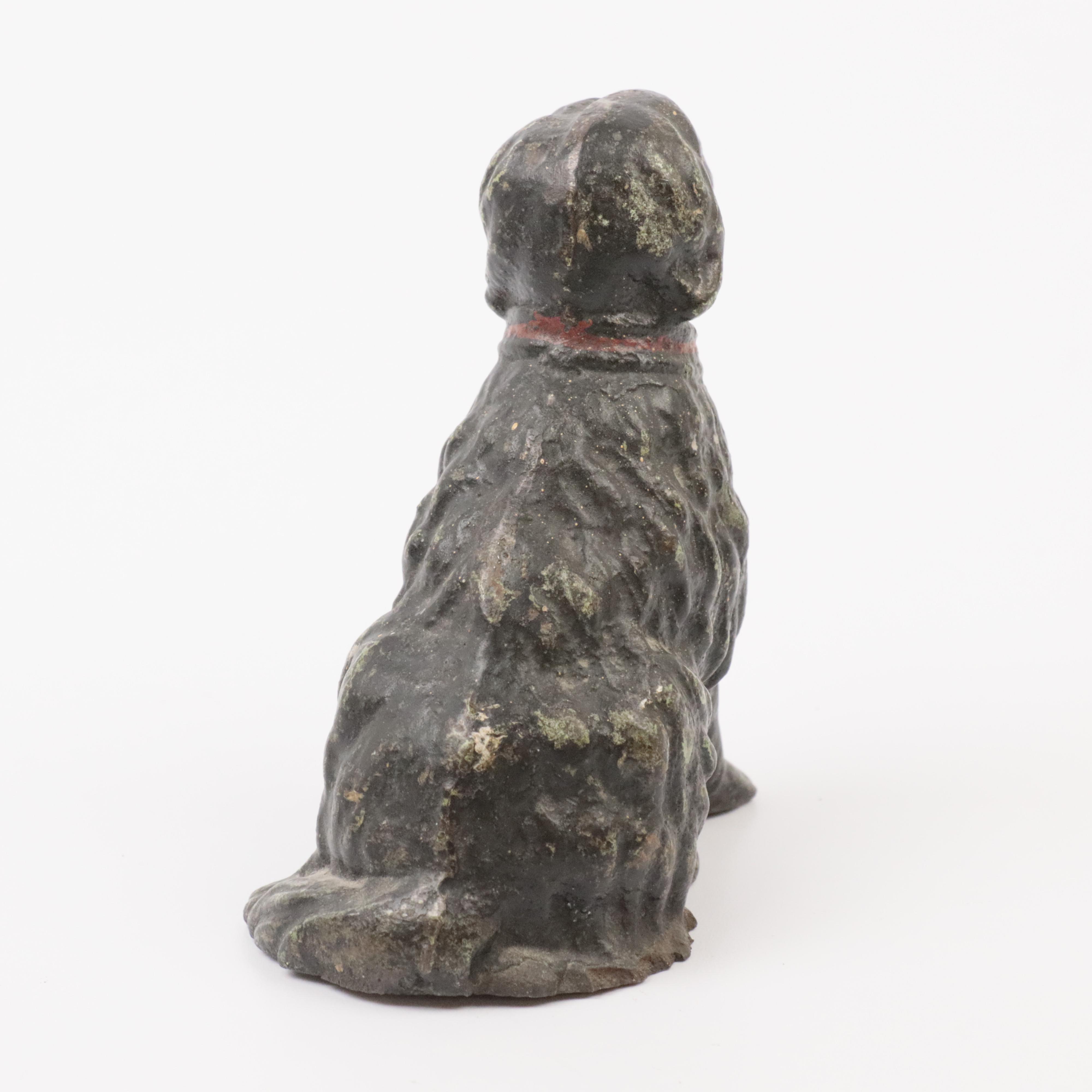 Cold-Painted Cast Iron Dog Figurine, Mid-20th Century