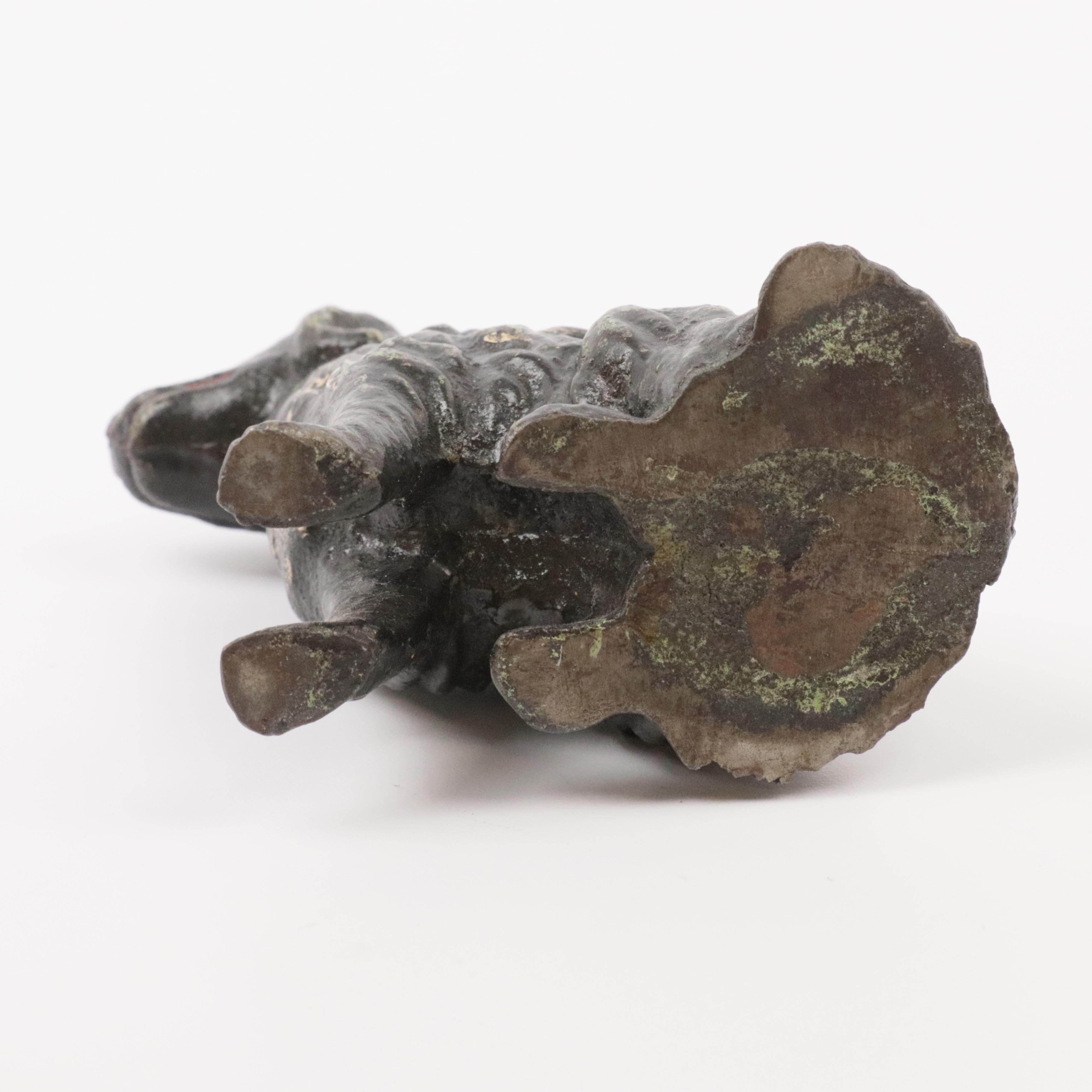 Cold-Painted Cast Iron Dog Figurine, Mid-20th Century